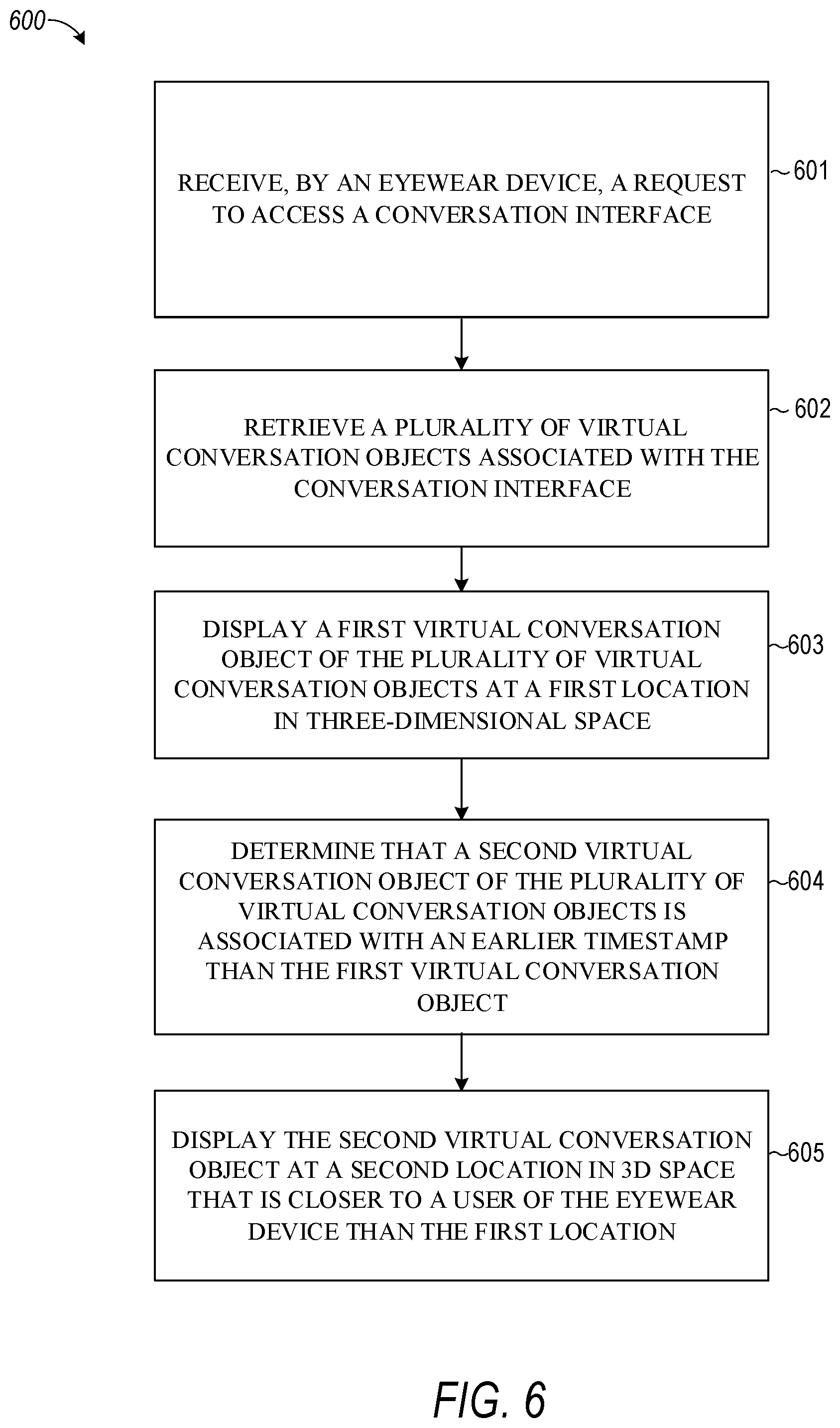 Patent US12105283 Figure 6 – Conversation interface on an eyewear device
