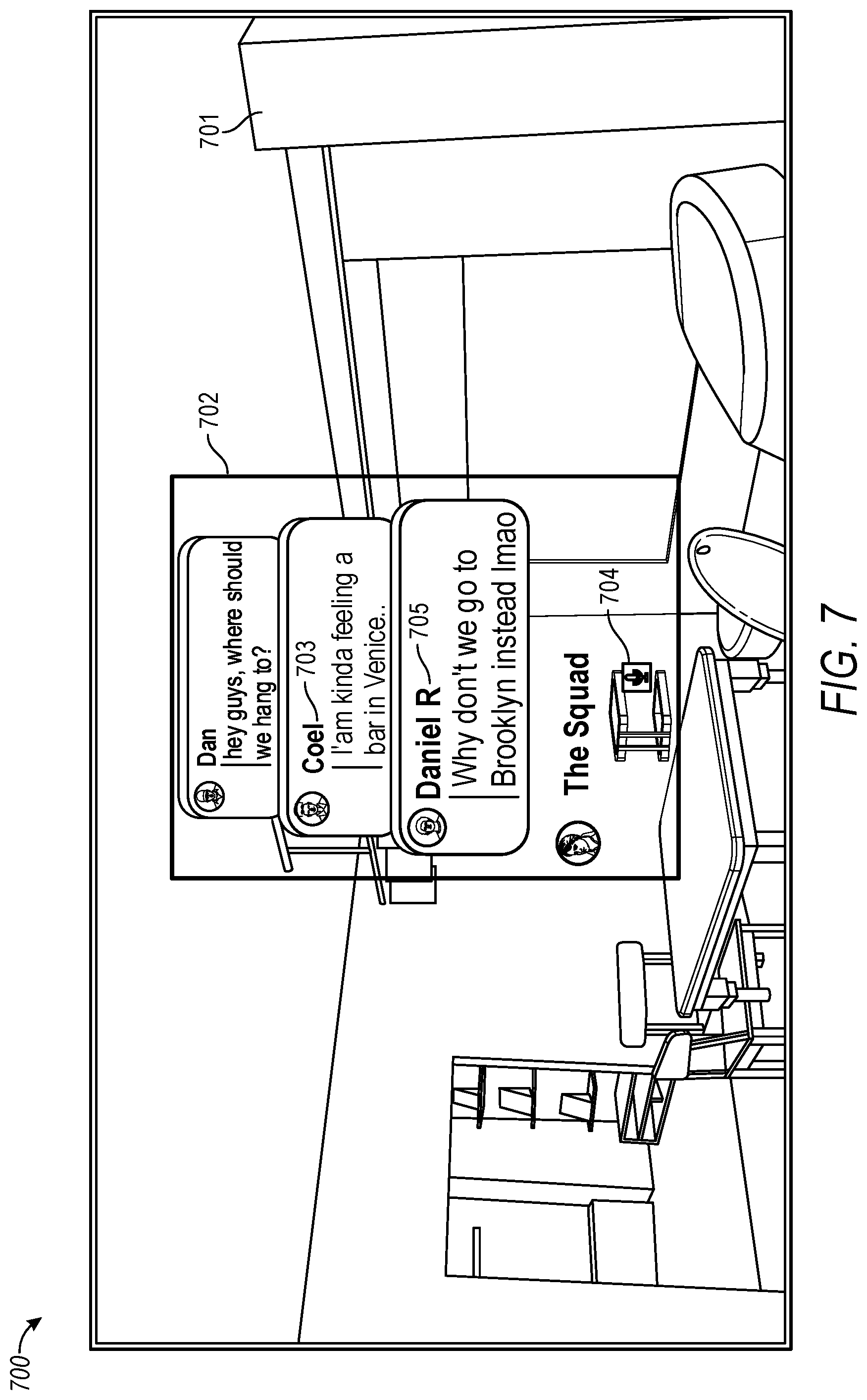 Patent US12105283 Figure 7 – Conversation interface on an eyewear device