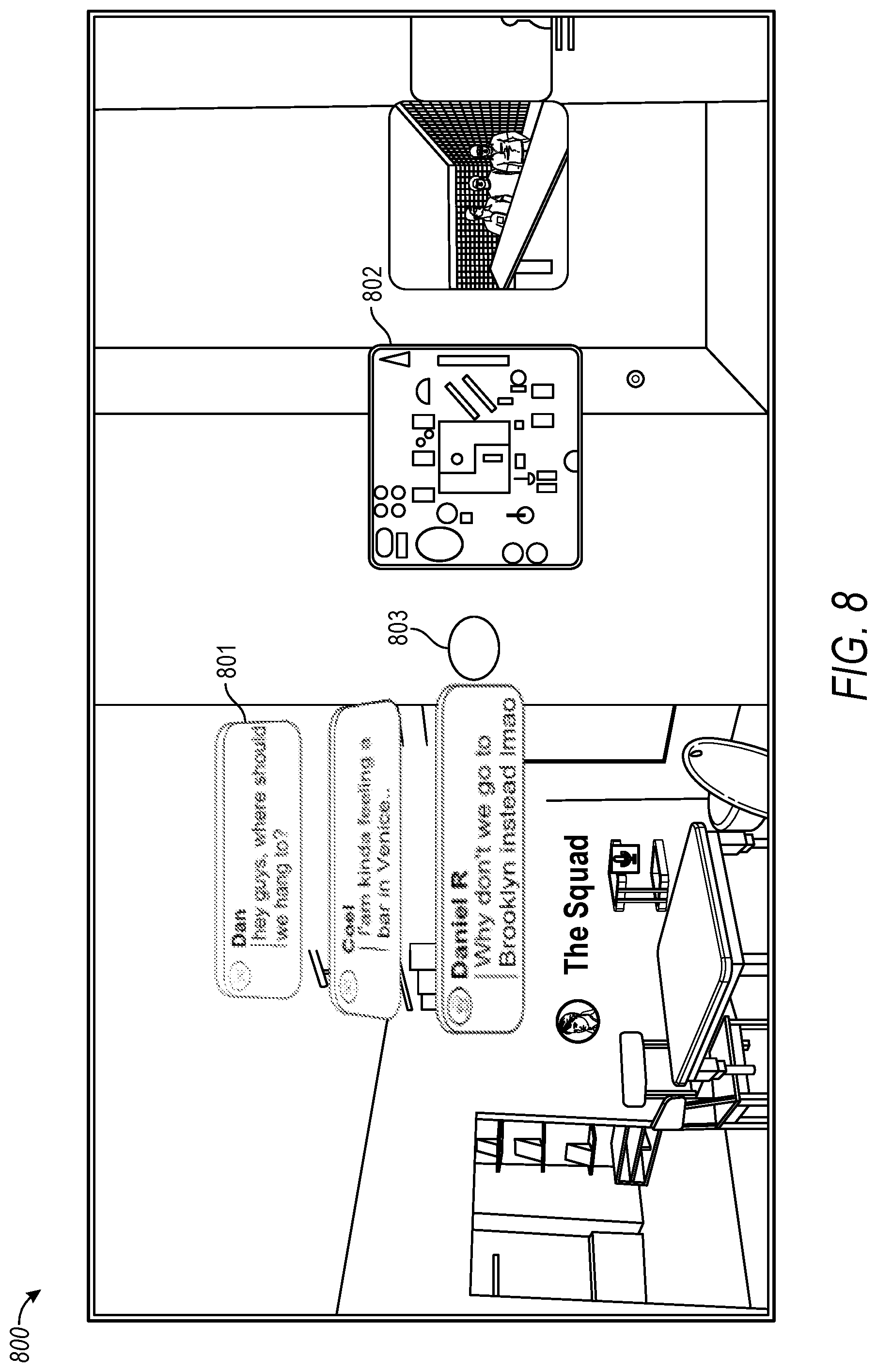 Patent US12105283 Figure 8 – Conversation interface on an eyewear device