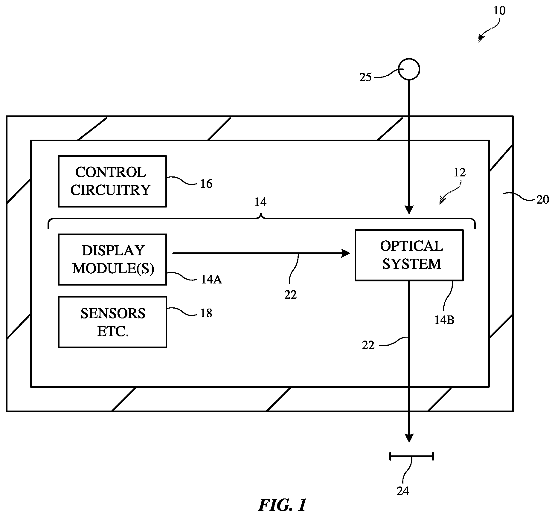 Patent US12105287 — Optical systems for leveraging the non-zero transition time of display panel mirrors — Figure 1