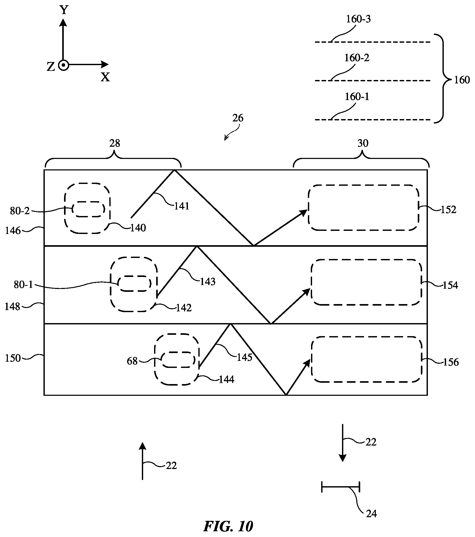 Patent US12105287 Figure 10 – Optical systems for leveraging the non-zero transition time of display panel mirrors