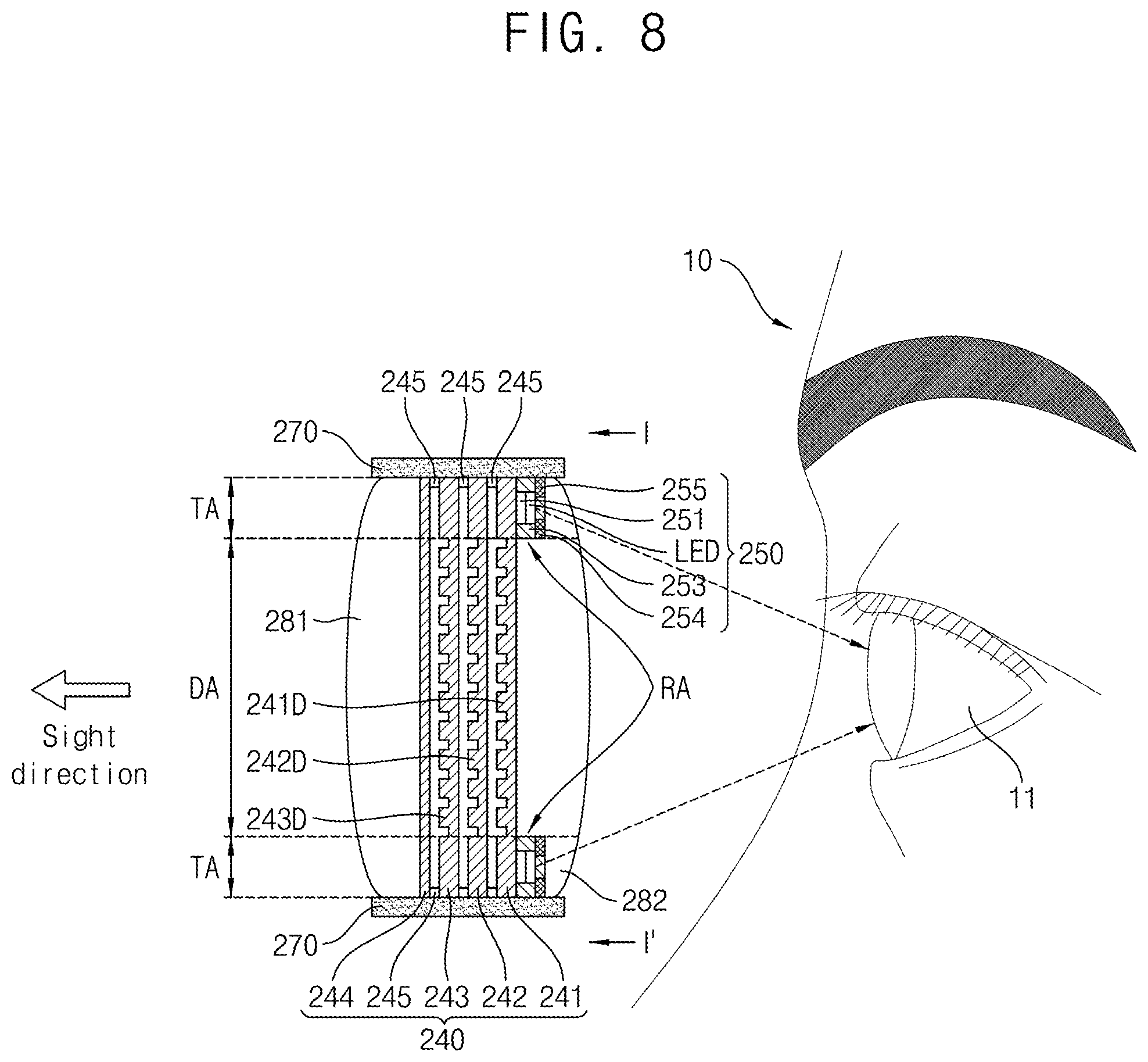 Patent US12105288 Figure 7 – Augmented reality lenses, and augmented reality glasses and augmented reality system including the same