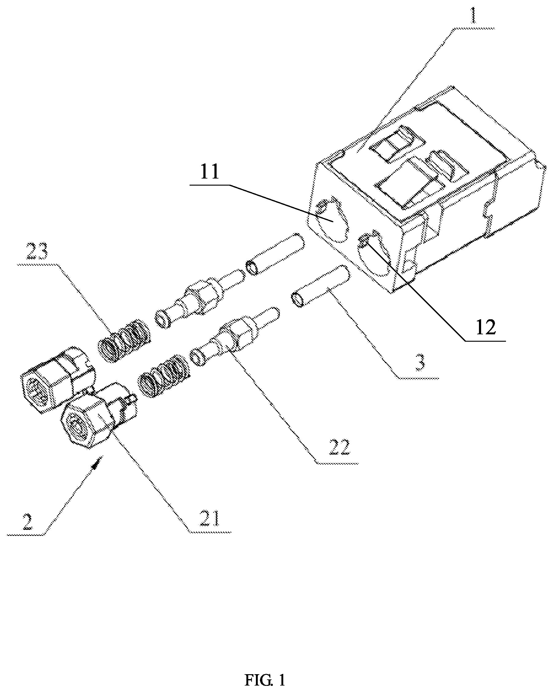 Patent US12105328 Figure 1 – Connection structure of an adapter and a connector