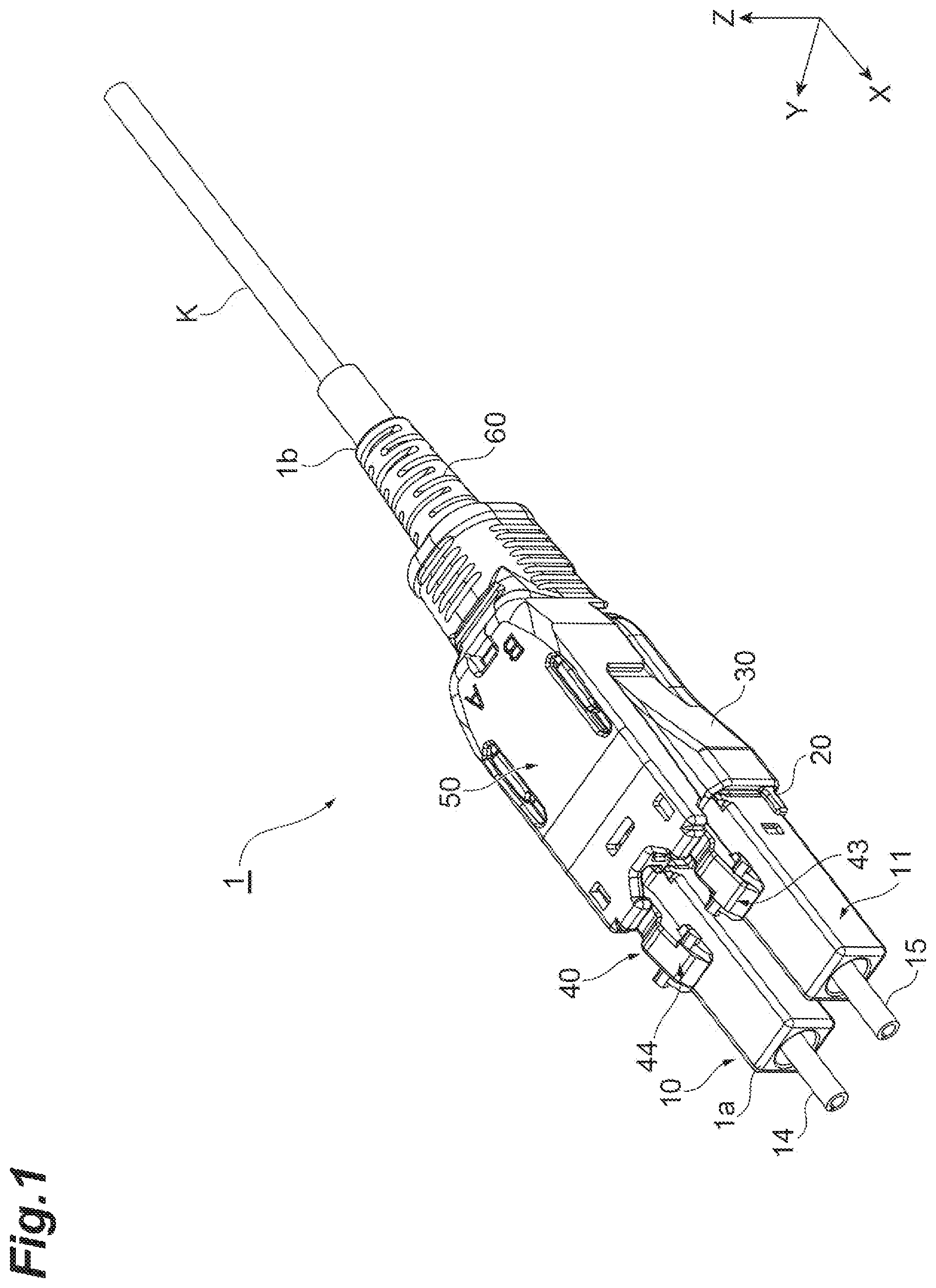Patent US12105329 Figure 1 – Optical connector