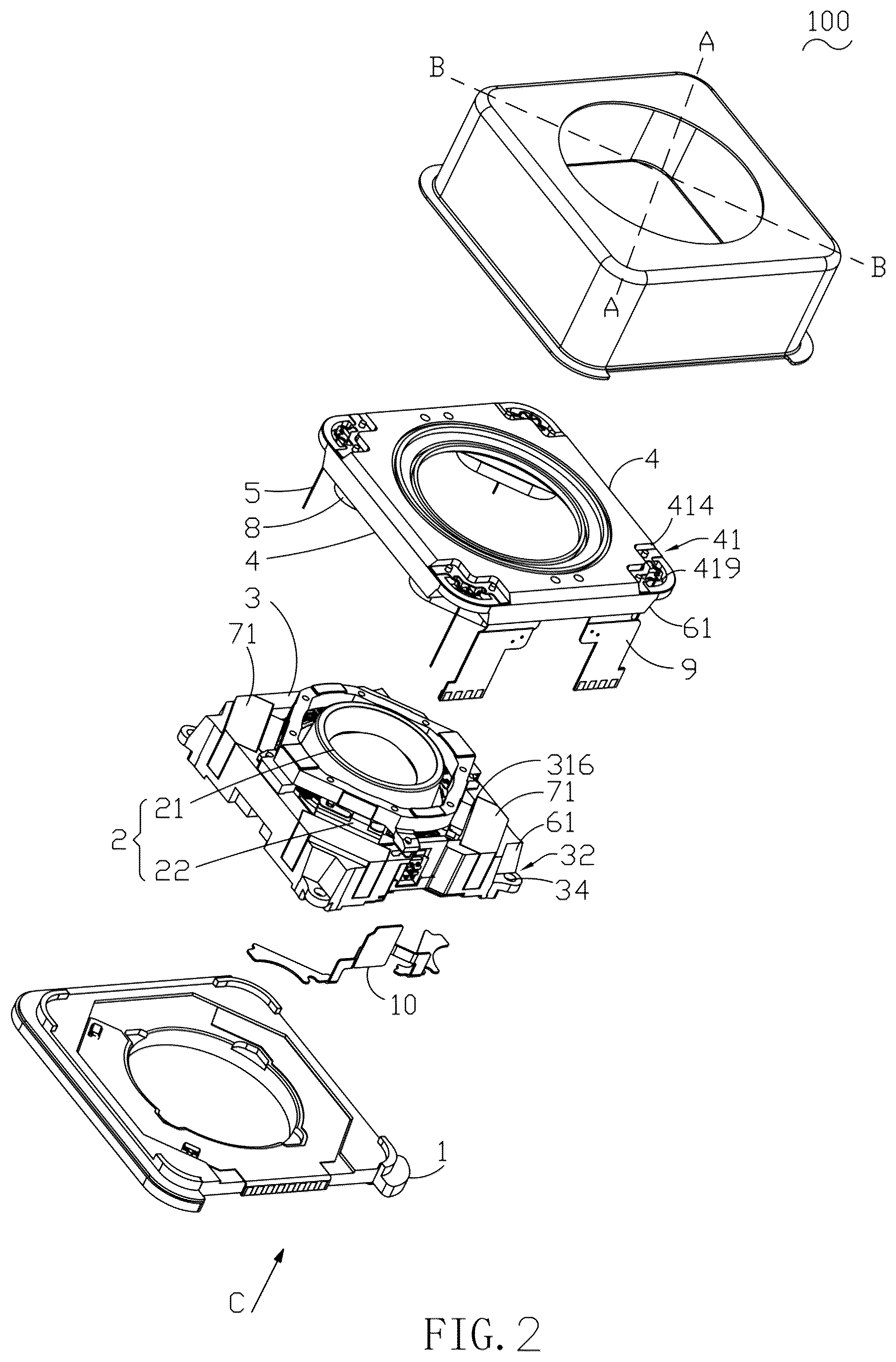 Patent US12105345 Figure 2 – Lens module