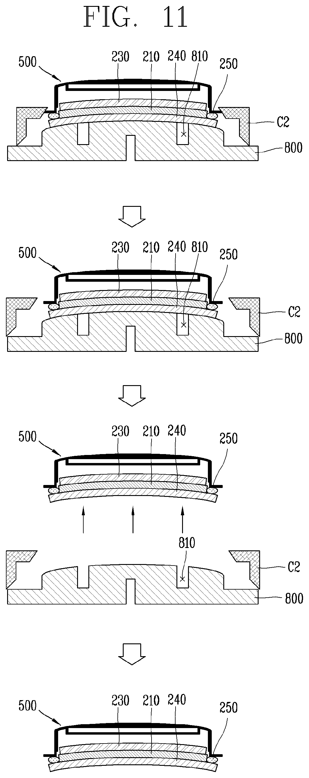 Patent US12105368 Figure 11 – Curved display device manufacturing method