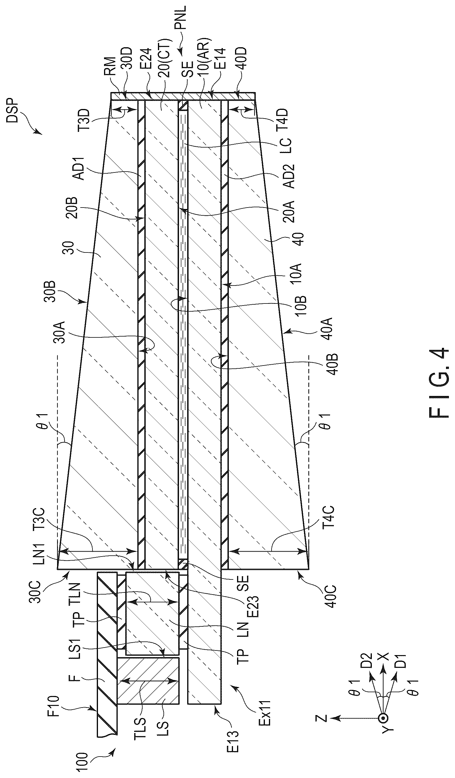 Patent US12105369 Figure 4 – Display device and cover glass