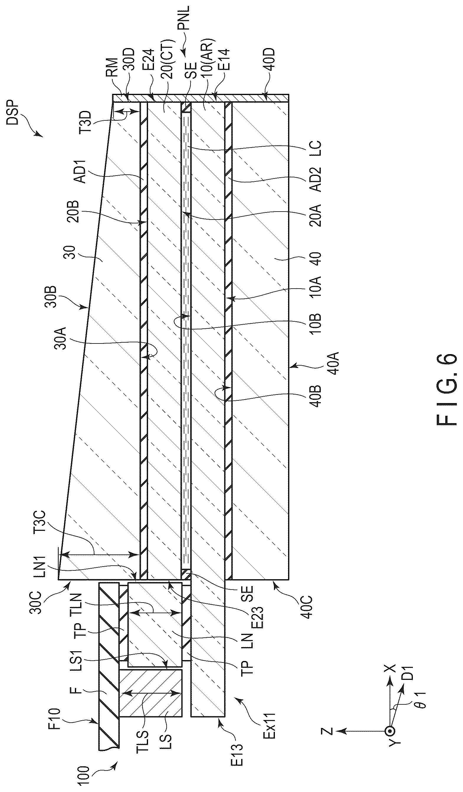 Patent US12105369 Figure 6 – Display device and cover glass