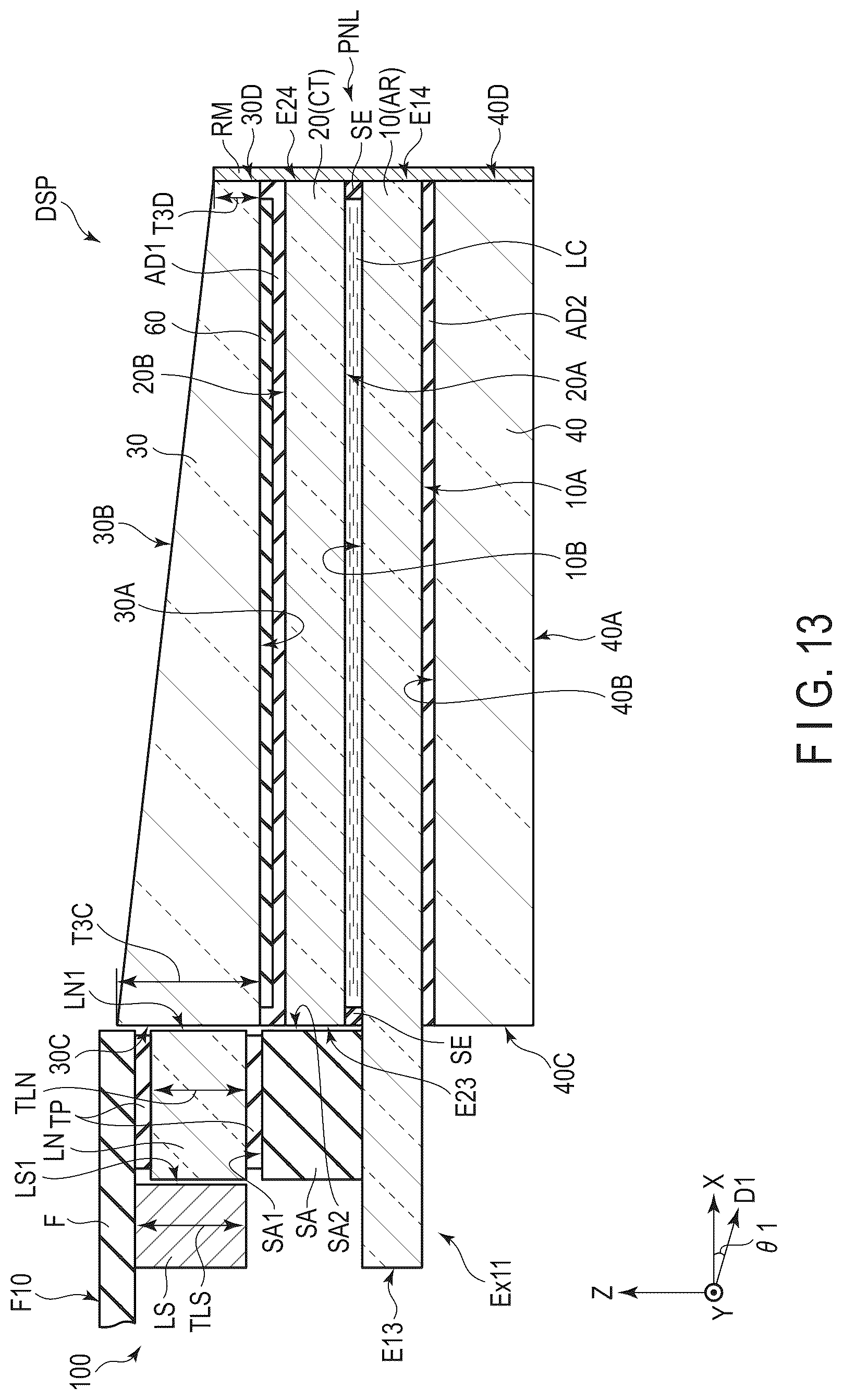 Patent US12105369 Figure 13 – Display device and cover glass