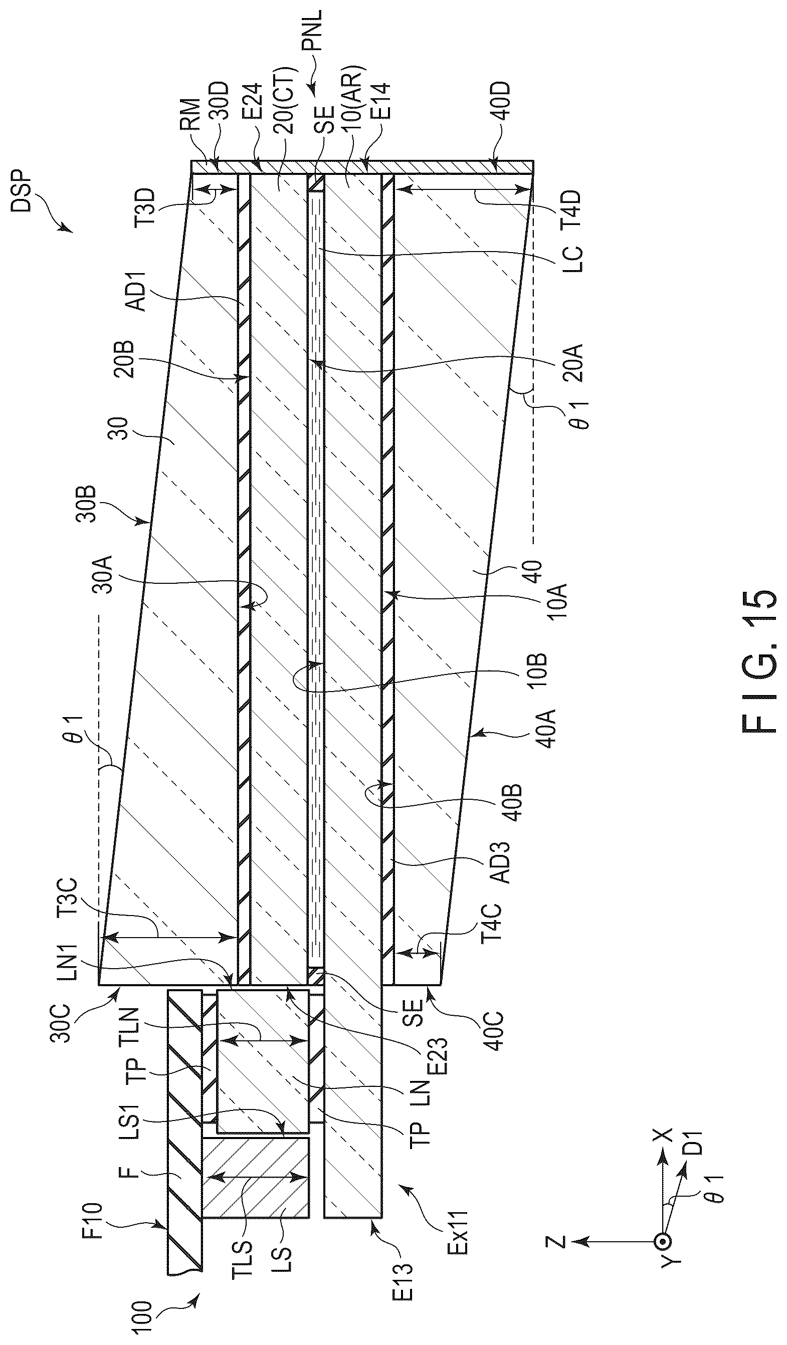 Patent US12105369 Figure 15 – Display device and cover glass