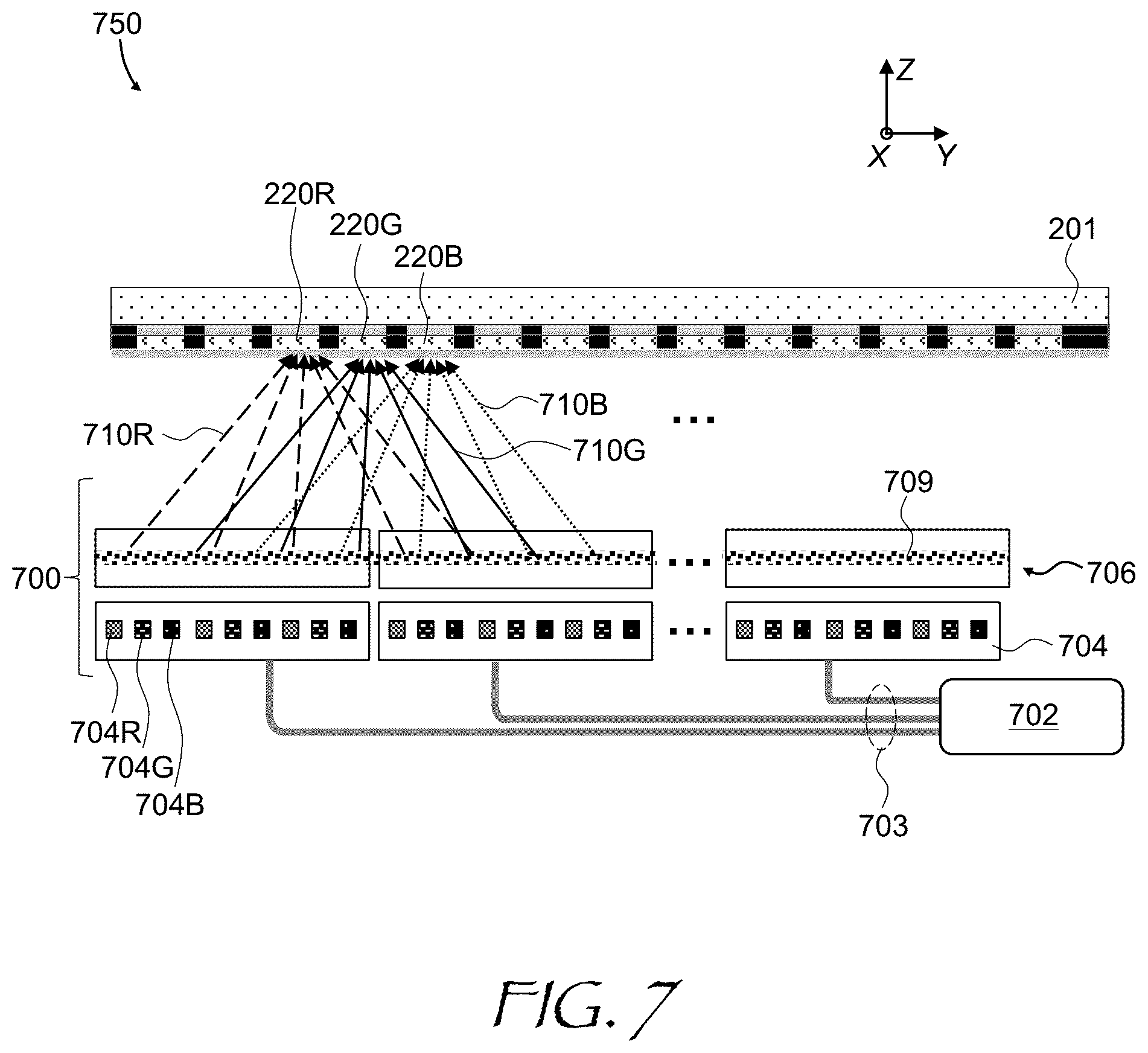 Patent US12105377 Figure 7 – Lighting unit with zonal illumination of a display panel