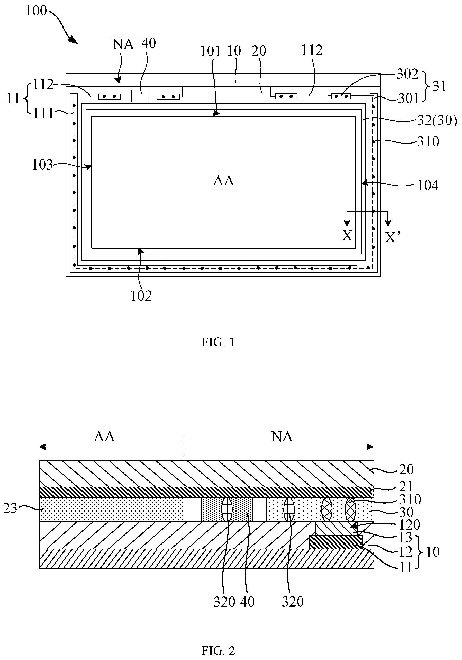 Patent US12105381 Figure 1 – Display panel and manufacturing method thereof