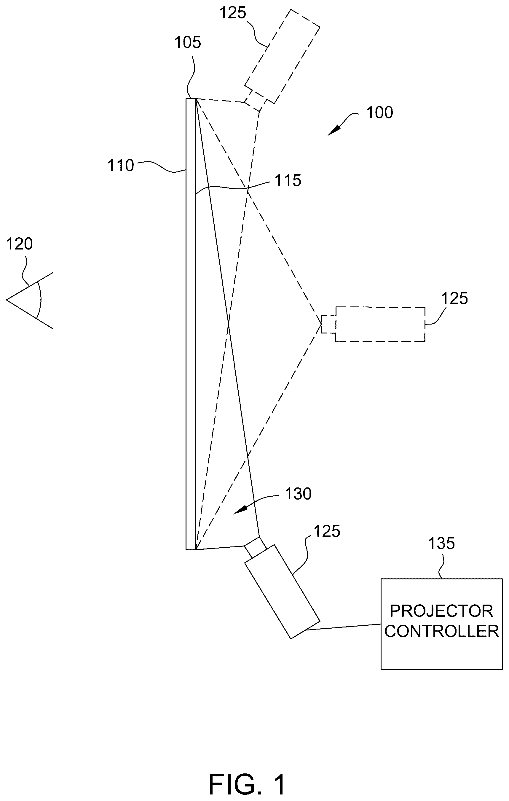 Patent US12105407 — Projection system for baby-changing station translucent displays and methods of operating thereof — Figure 1