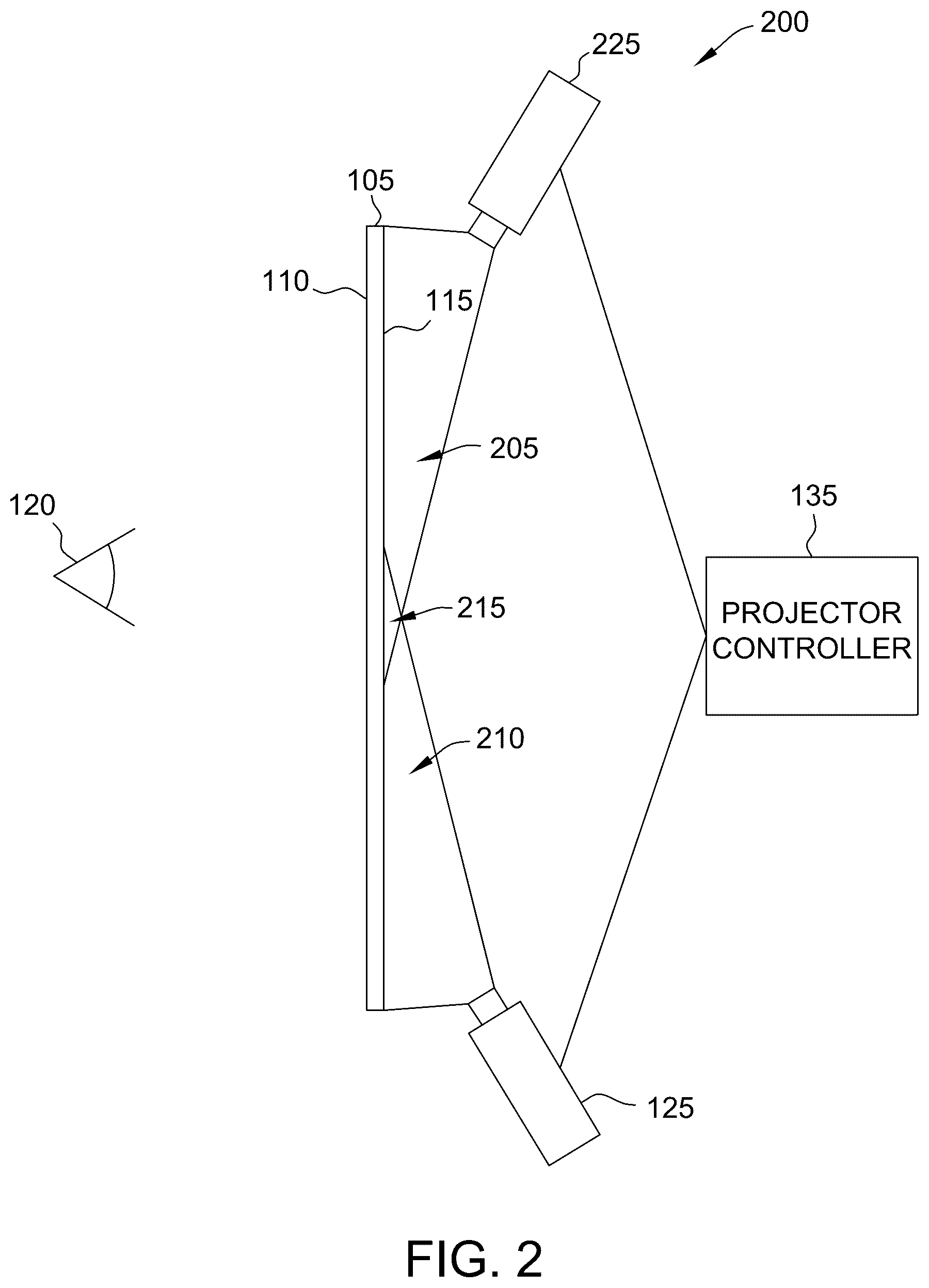 Patent US12105407 Figure 2 – Projection system for baby-changing station translucent displays and methods of operating thereof