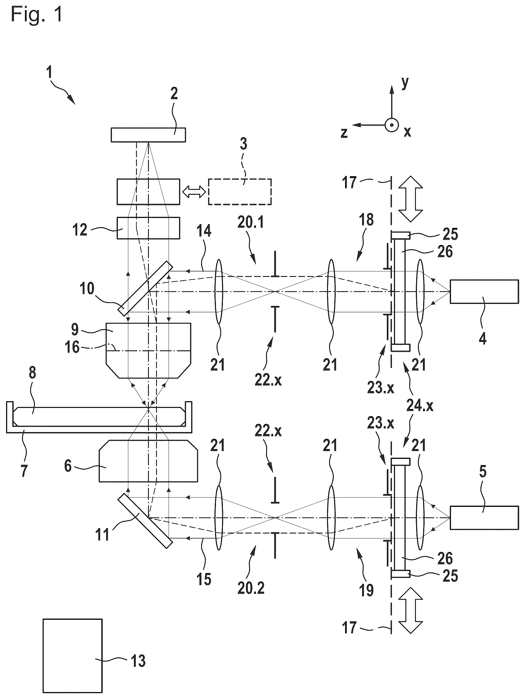 Patent US12105427 Figure 1 – Method and device for correcting a telecentricity error of an imaging device
