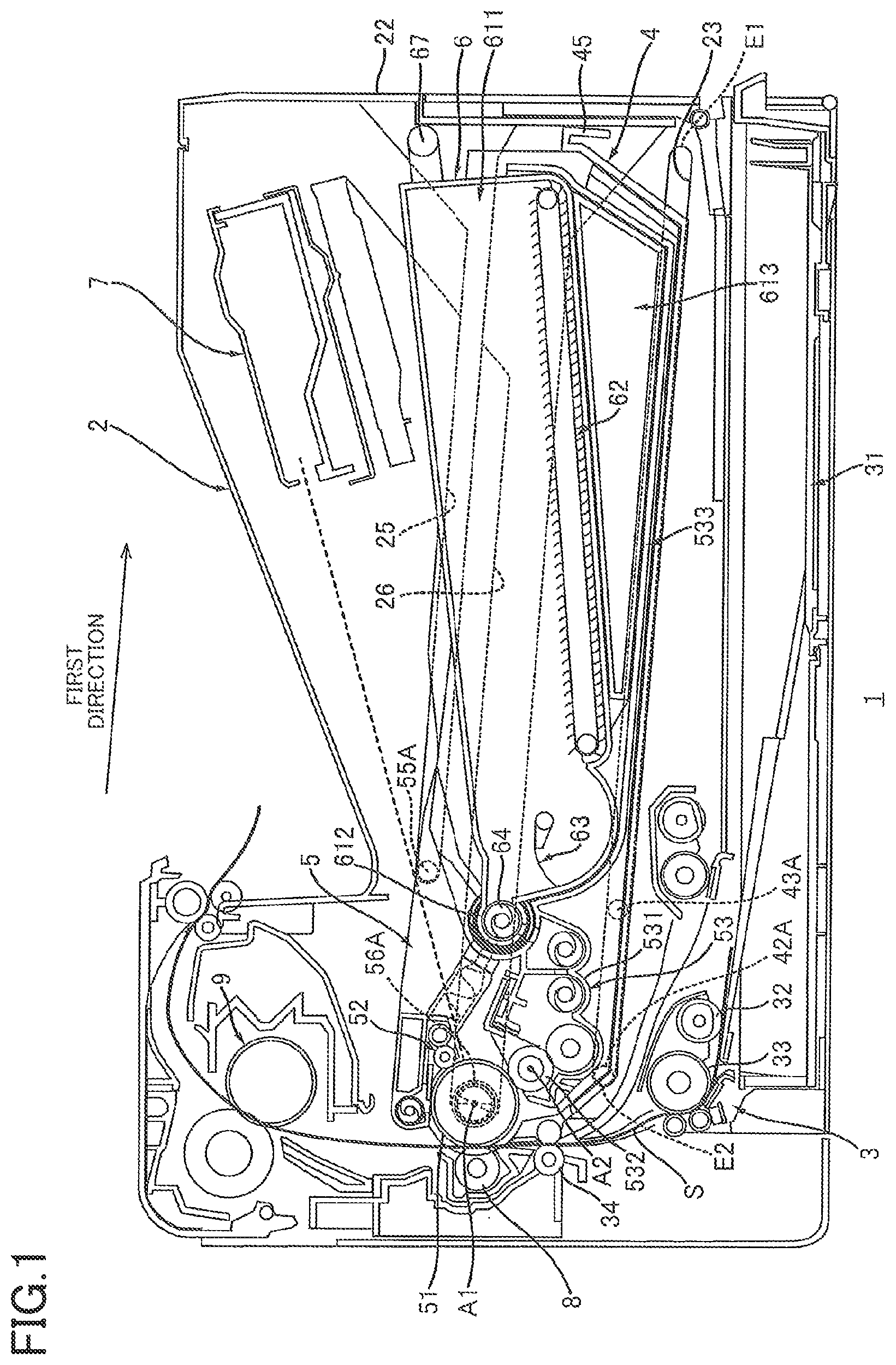 Patent US12105456 Figure 1 – Image forming device having drawer