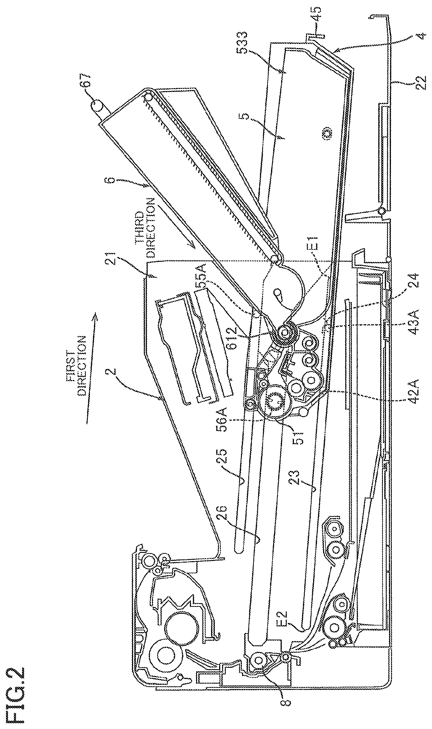 Patent US12105456 Figure 2 – Image forming device having drawer