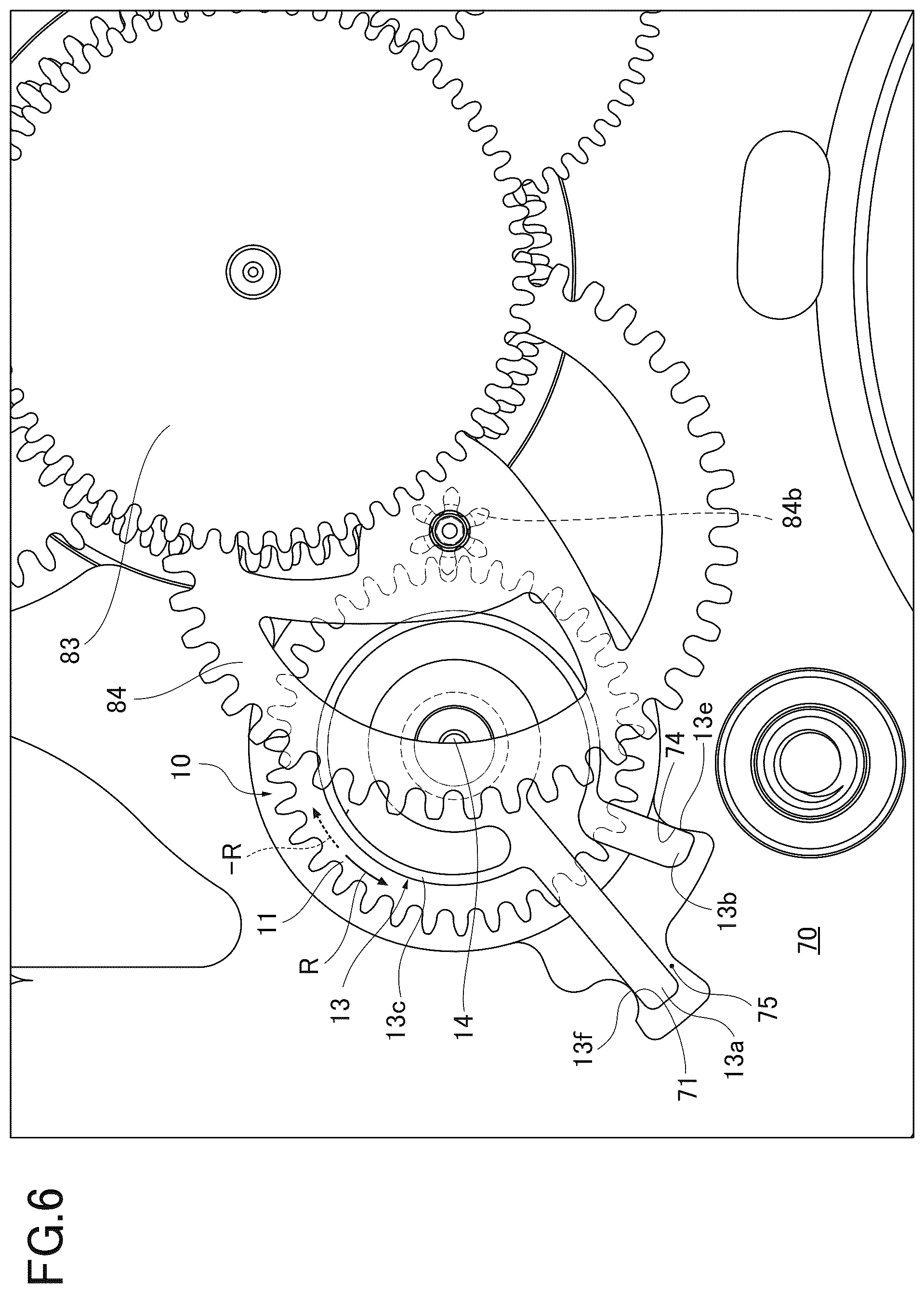 Patent US12105478 Figure 7 – Variation reduction mechanism of stop position of pointer