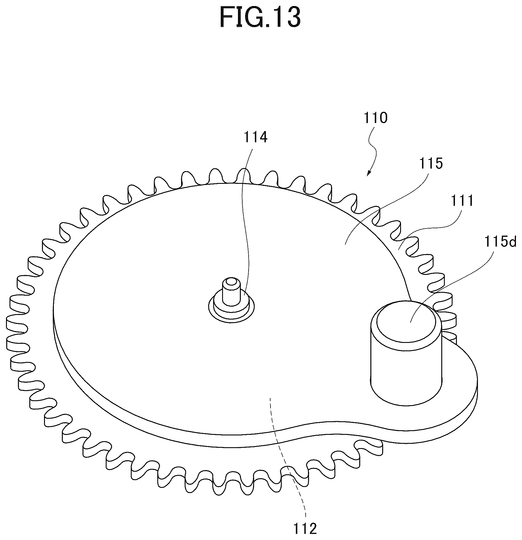 Patent US12105478 Figure 13 – Variation reduction mechanism of stop position of pointer