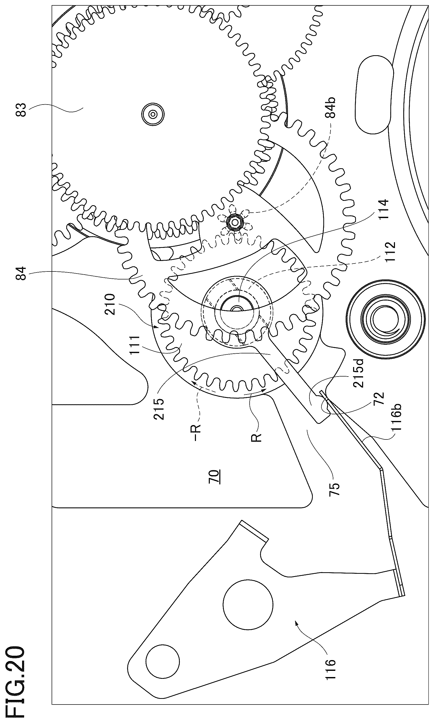 Patent US12105478 Figure 20 – Variation reduction mechanism of stop position of pointer