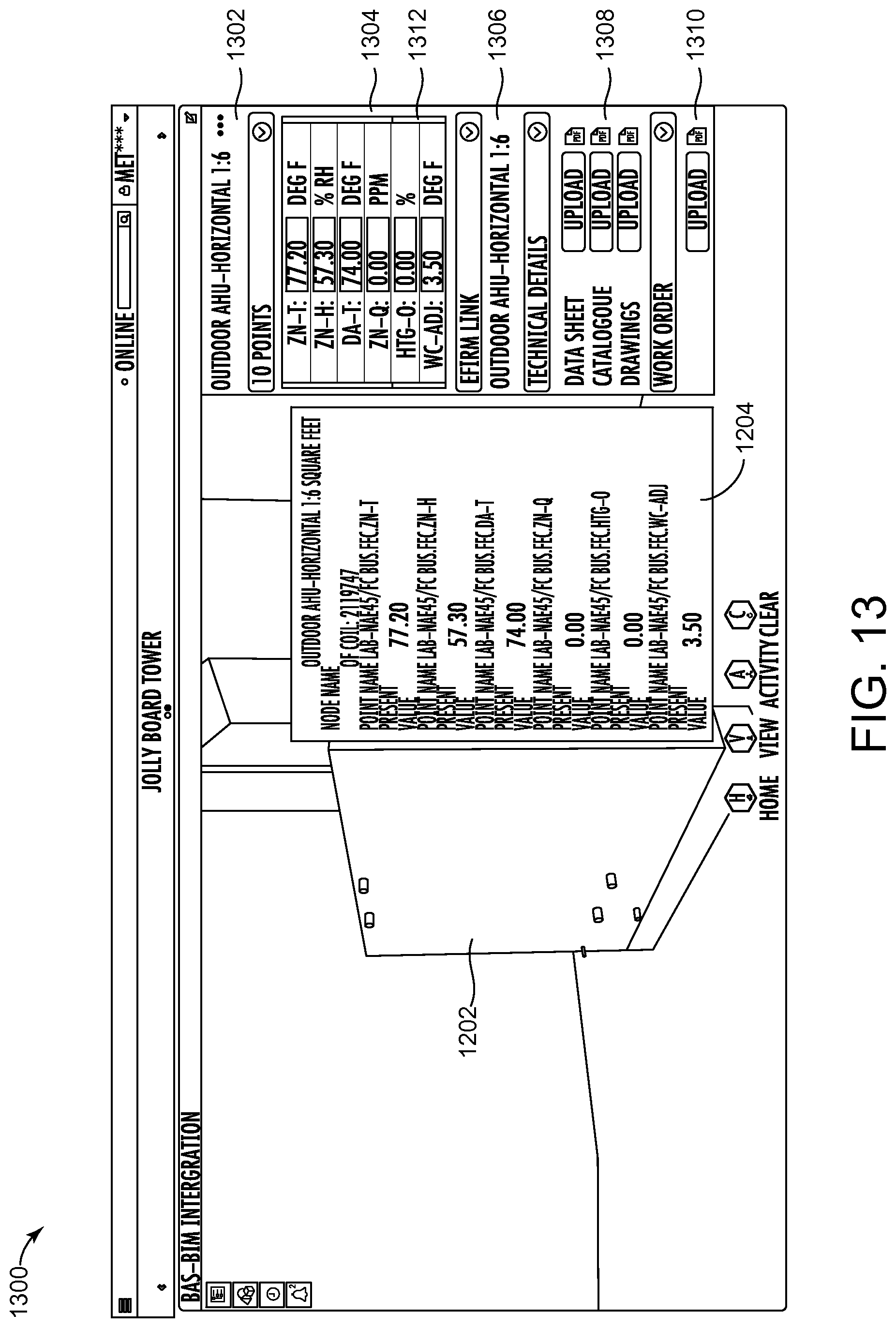 Patent US12105484 Figure 12 – Building automation system with integrated building information model