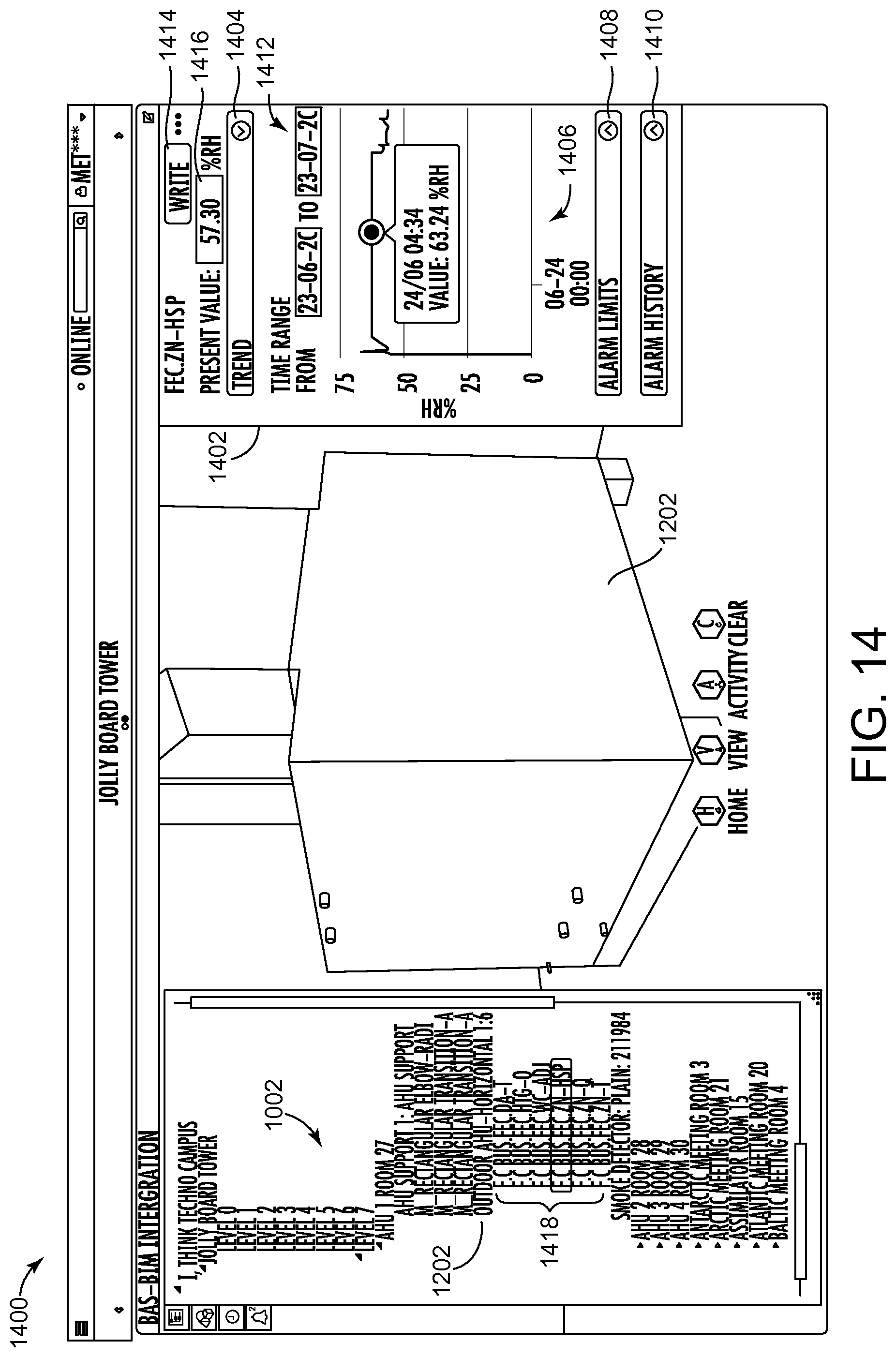 Patent US12105484 Figure 13 – Building automation system with integrated building information model