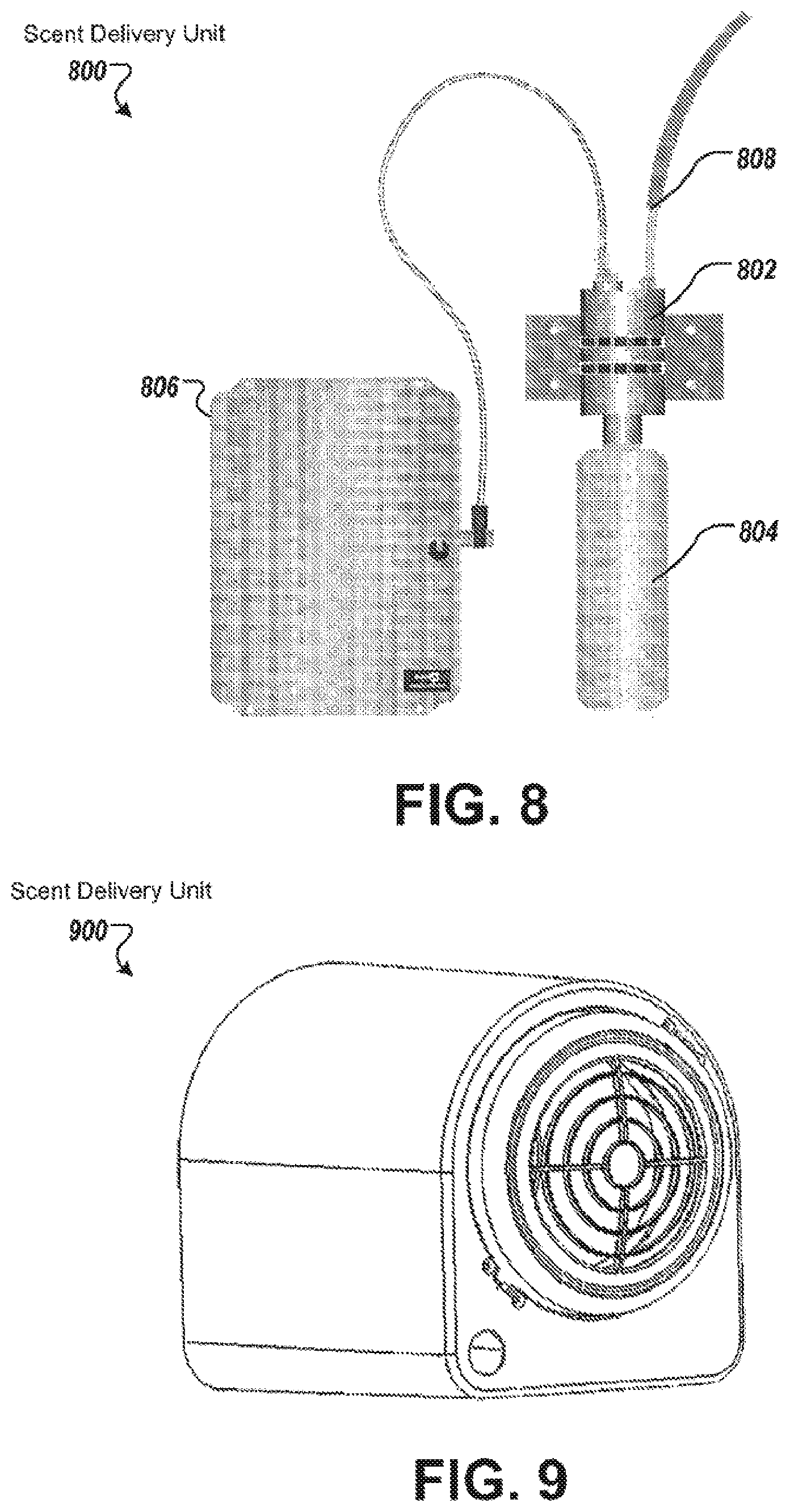 Patent US12105493 Figure 8 – Scent schedule based on relatedness of scent delivery devices in a scent delivery system
