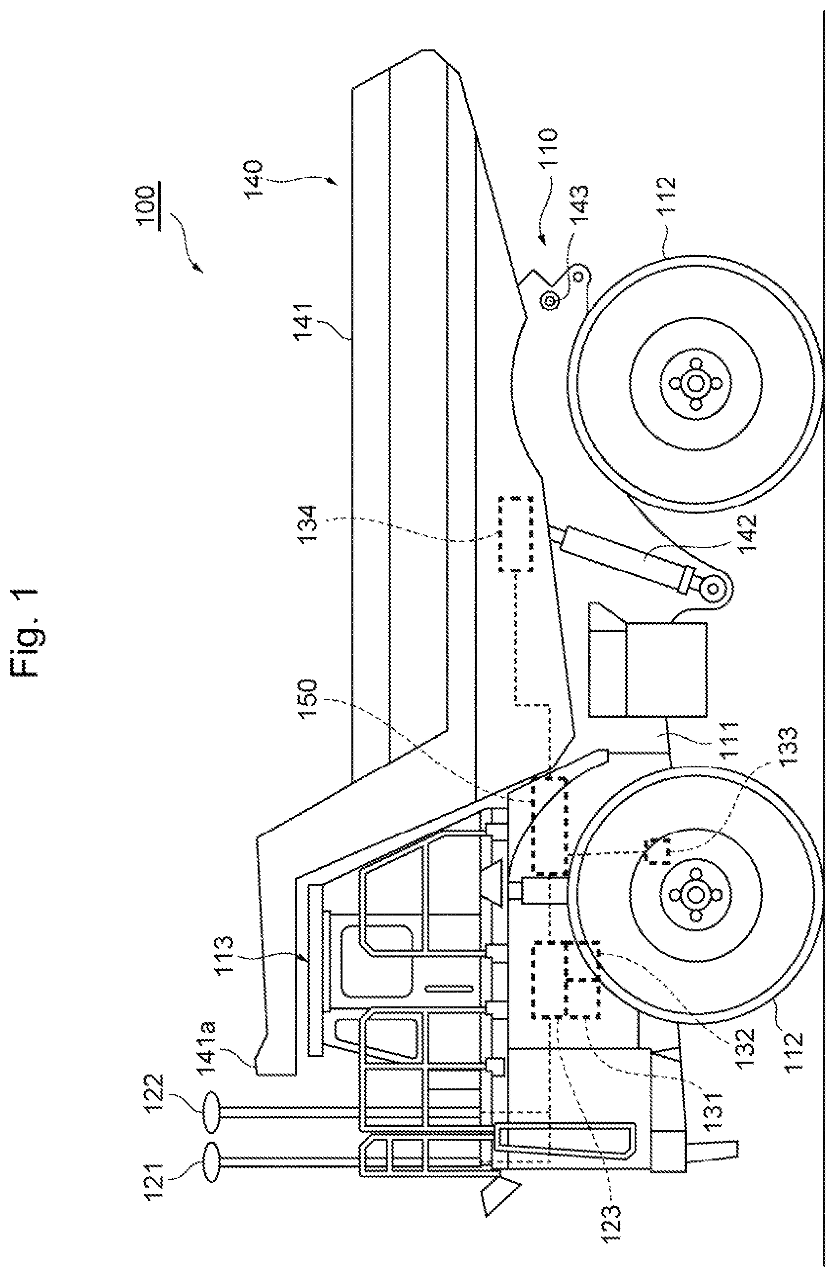 Patent US12105523 Figure 1 – Work vehicle