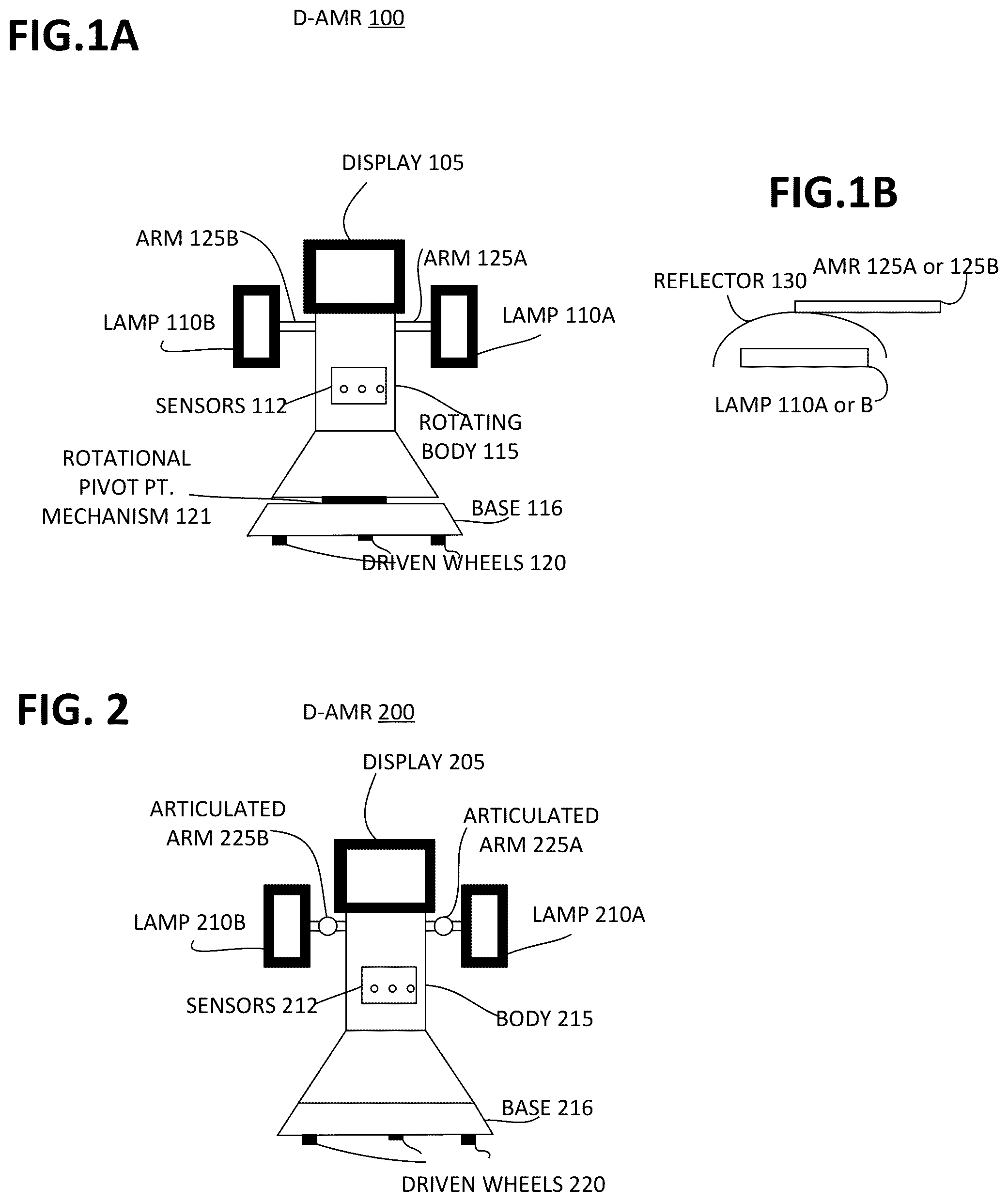 Patent US12105536 Figure 1 – Autonomous, mobile robotic apparatus for applying disinfection to an interior area