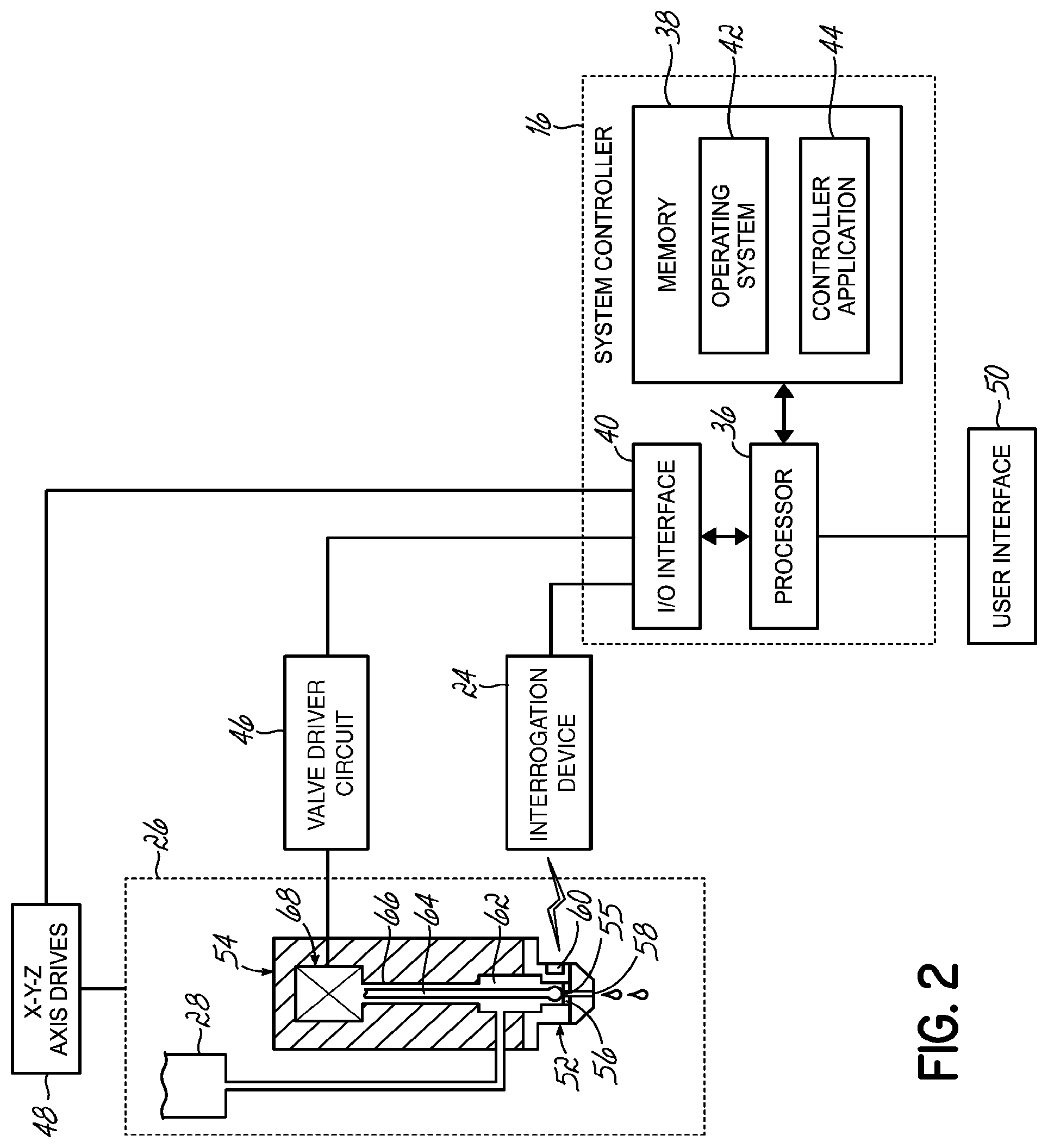 Patent US12105542 Figure 2 – Device, system, and method for tracking the configuration or operational history of a nozzle in a fluid jetting system