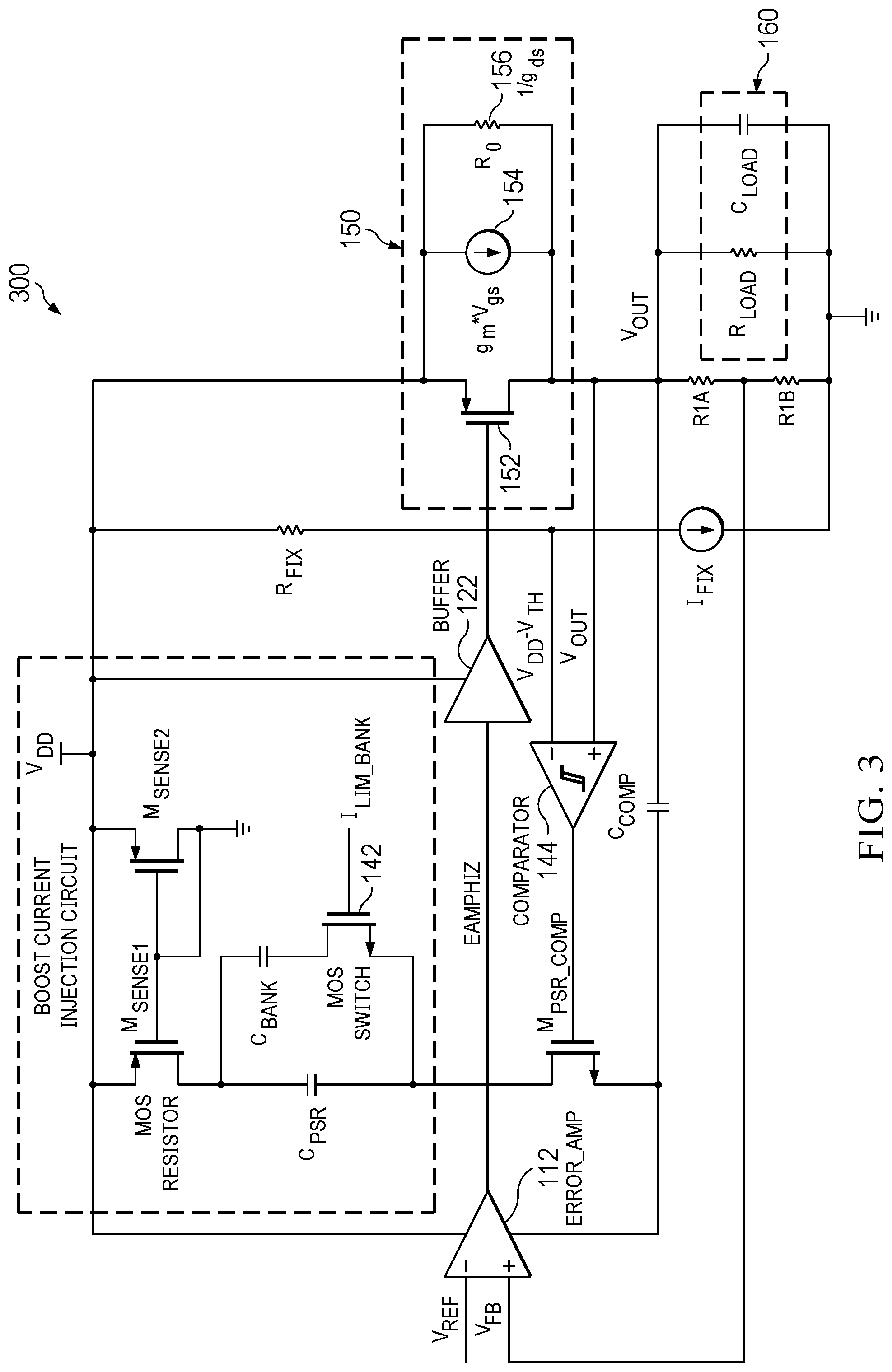 Patent US12105548 Figure 3 – Improving power supply rejection ratio across load and supply variances
