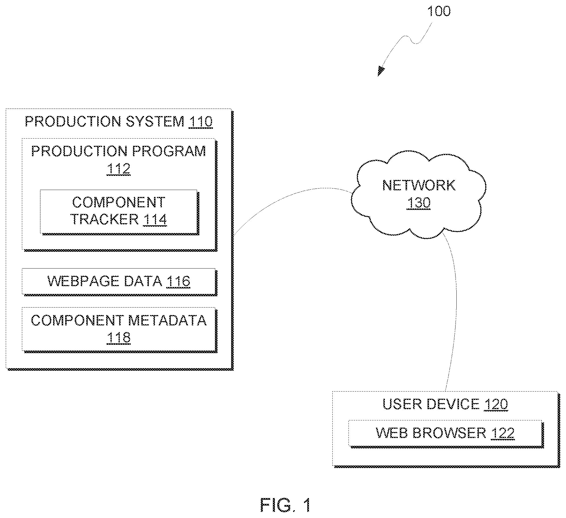 Patent US12105615 — Webpage component tracker — Figure 1