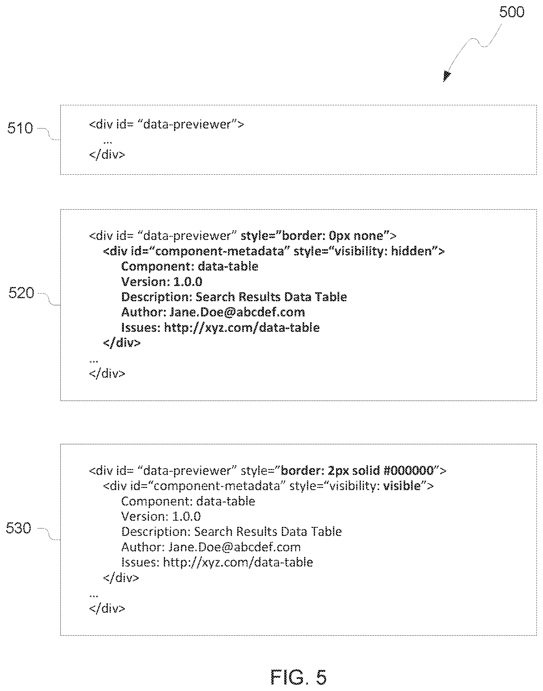 Patent US12105615 Figure 5 – Webpage component tracker