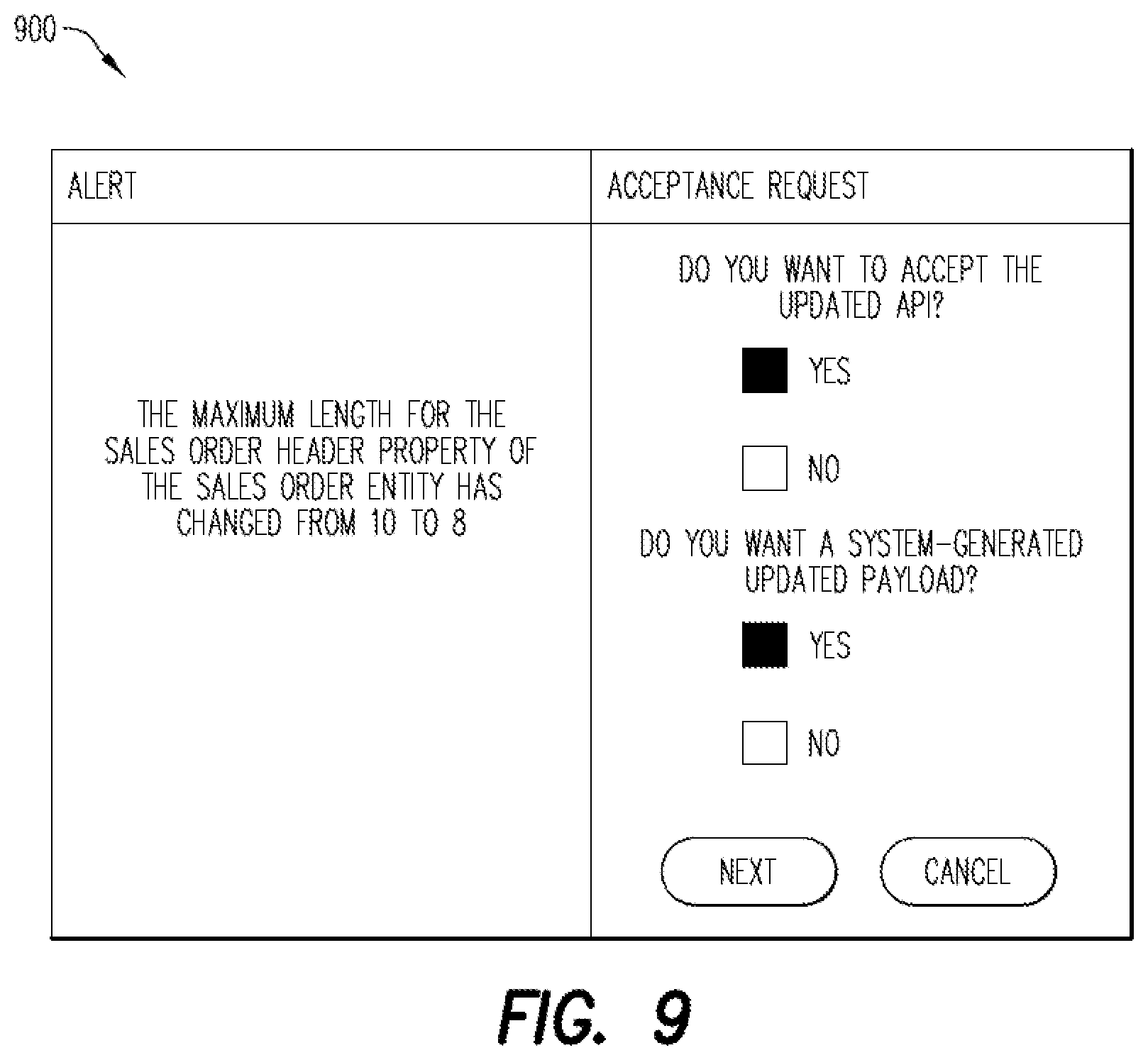 Patent US12105617 Figure 9 – Metadata comparison of application programming interface (API) payloads