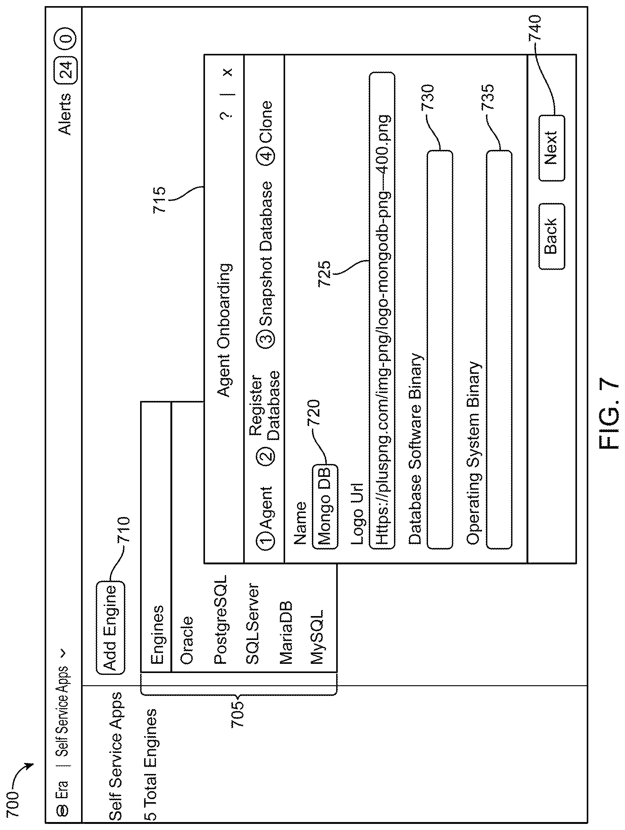 Patent US12105683 Figure 7 – System and method for creating template for database services