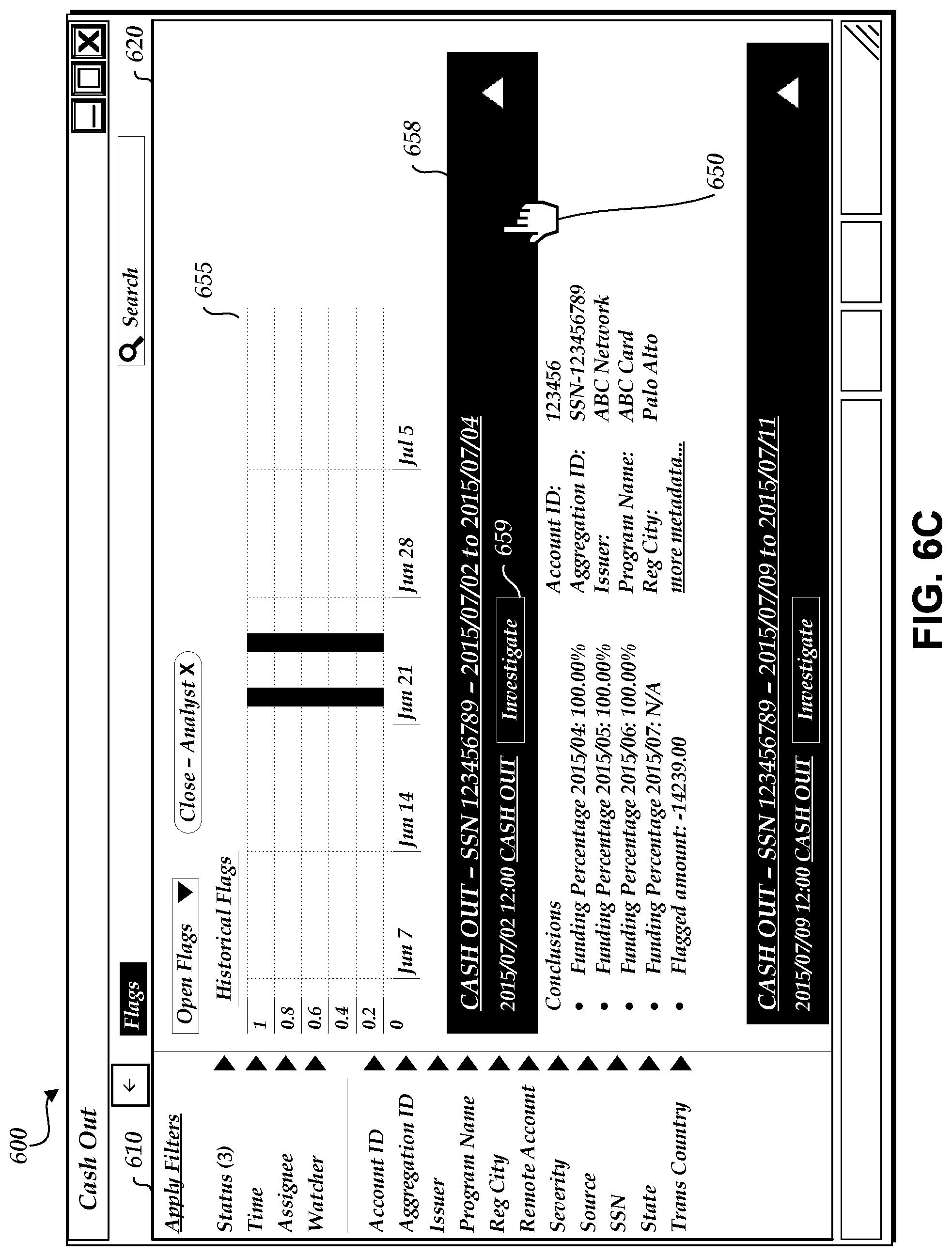 Patent US12105719 Figure 8 – Malicious activity detection system capable of efficiently processing data accessed from databases and generating alerts for display in interactive user interfaces