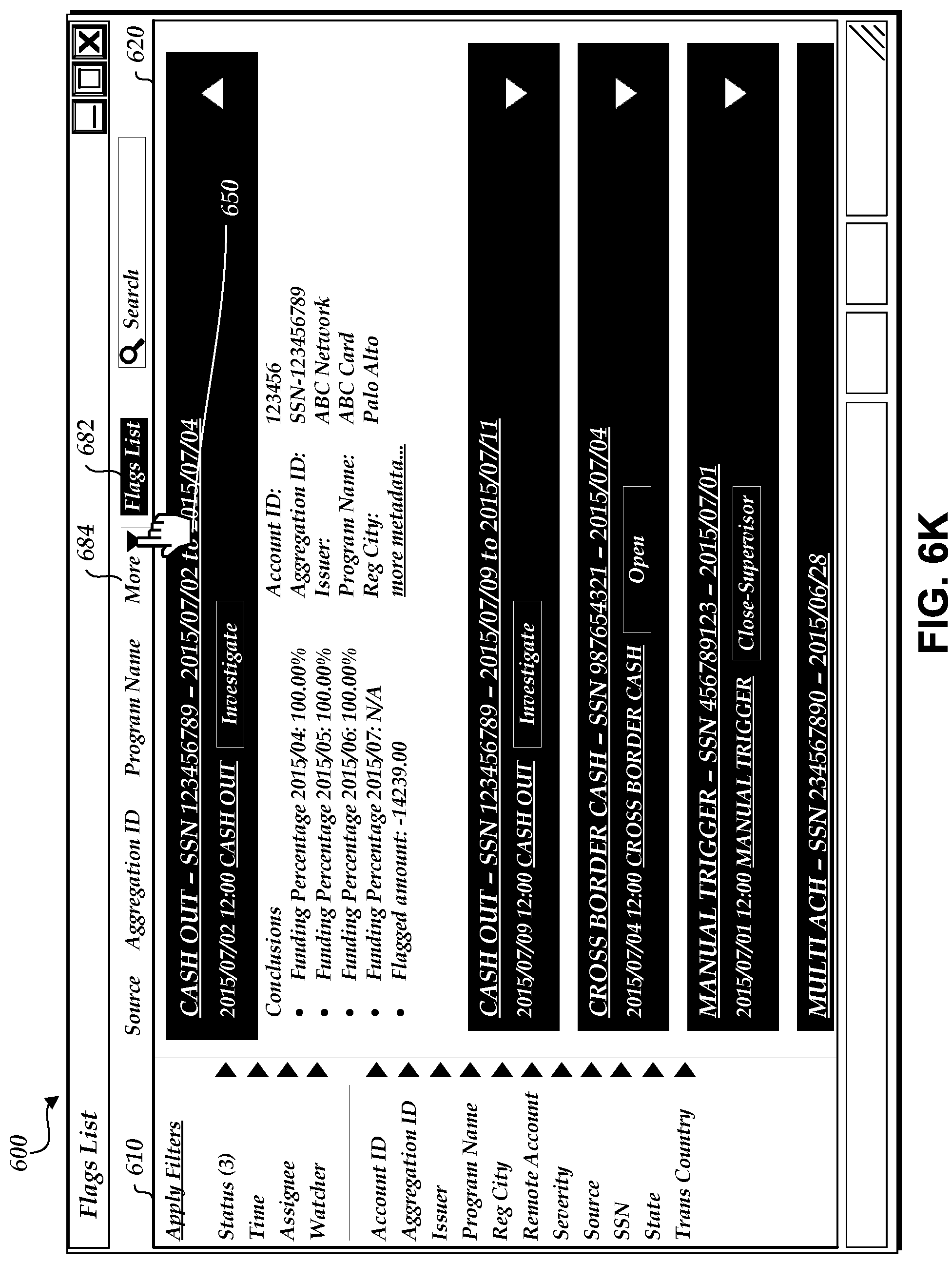 Patent US12105719 Figure 16 – Malicious activity detection system capable of efficiently processing data accessed from databases and generating alerts for display in interactive user interfaces