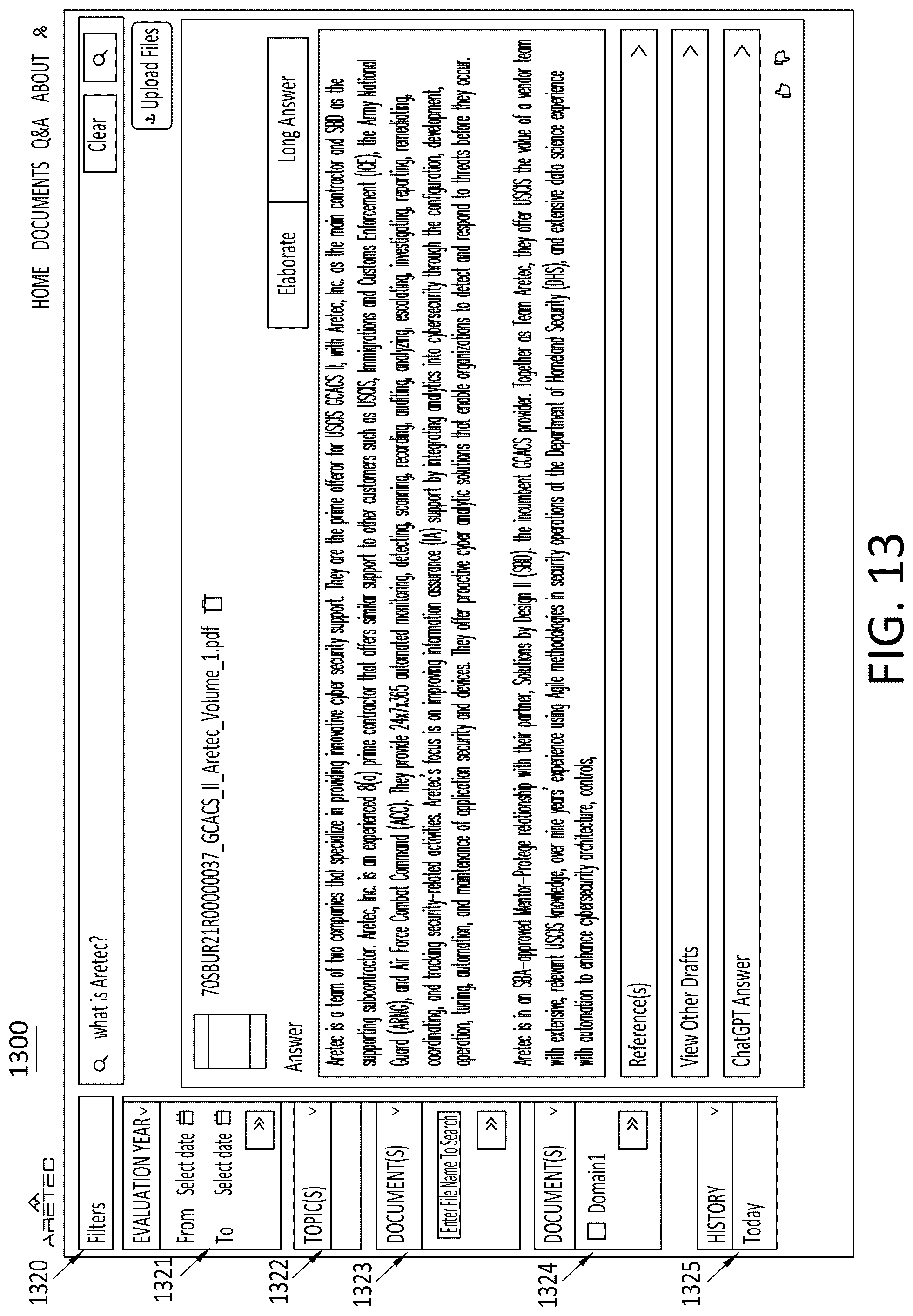 Patent US12105729 Figure 12 – System and method for providing a governed search program using generative AI and large language learning models