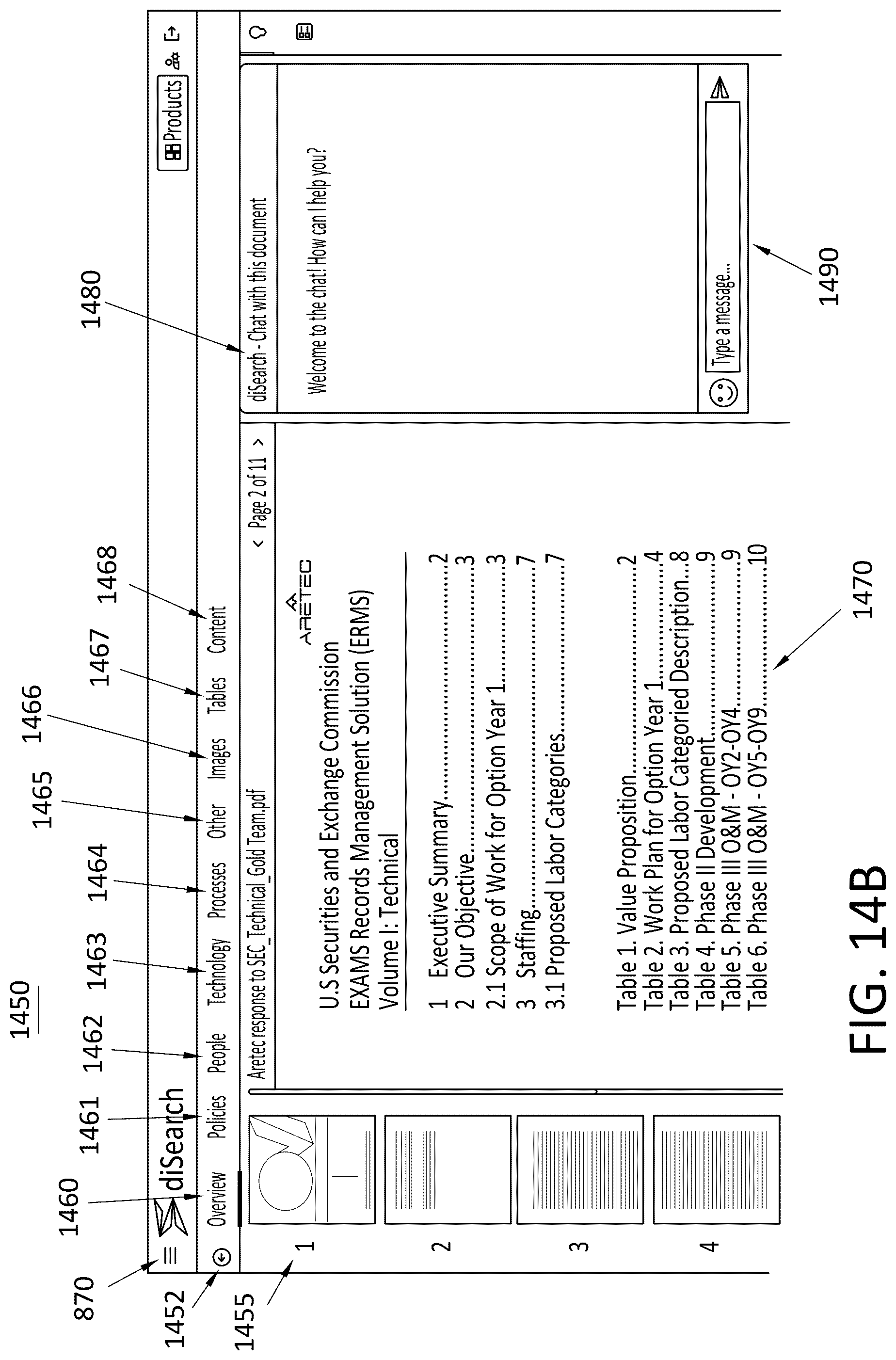 Patent US12105729 Figure 14 – System and method for providing a governed search program using generative AI and large language learning models