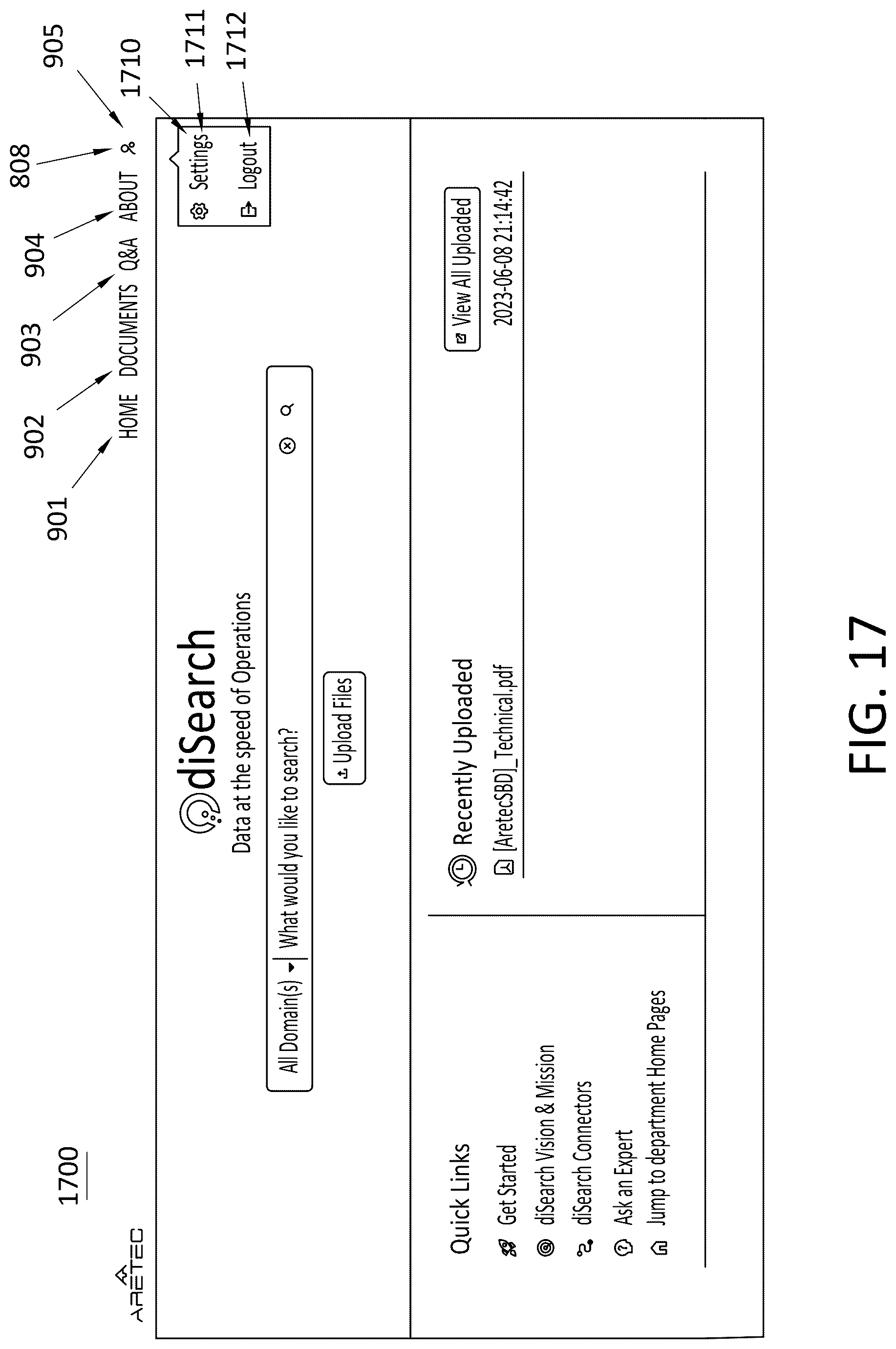 Patent US12105729 Figure 17 – System and method for providing a governed search program using generative AI and large language learning models