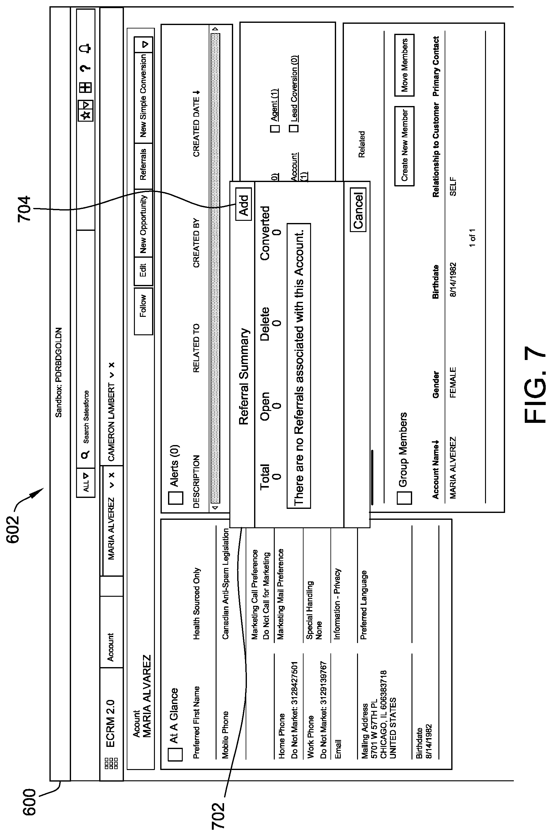 Patent US12105731 Figure 7 – User interface for real-time data synchronization within a database platform