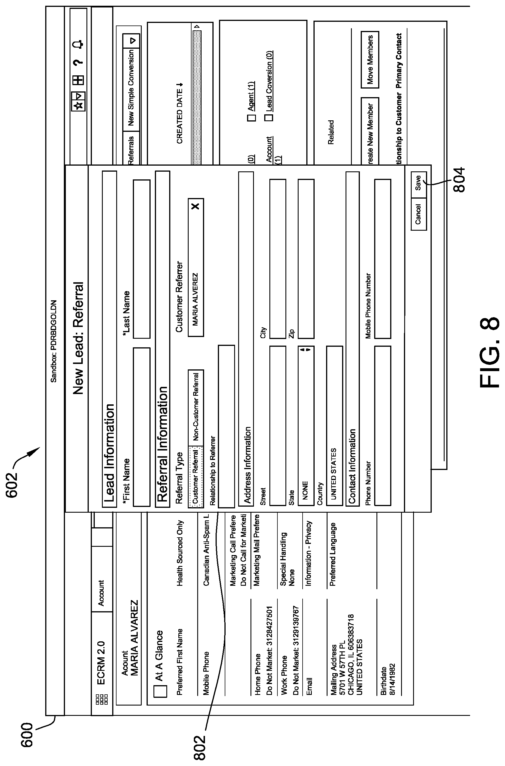 Patent US12105731 Figure 8 – User interface for real-time data synchronization within a database platform