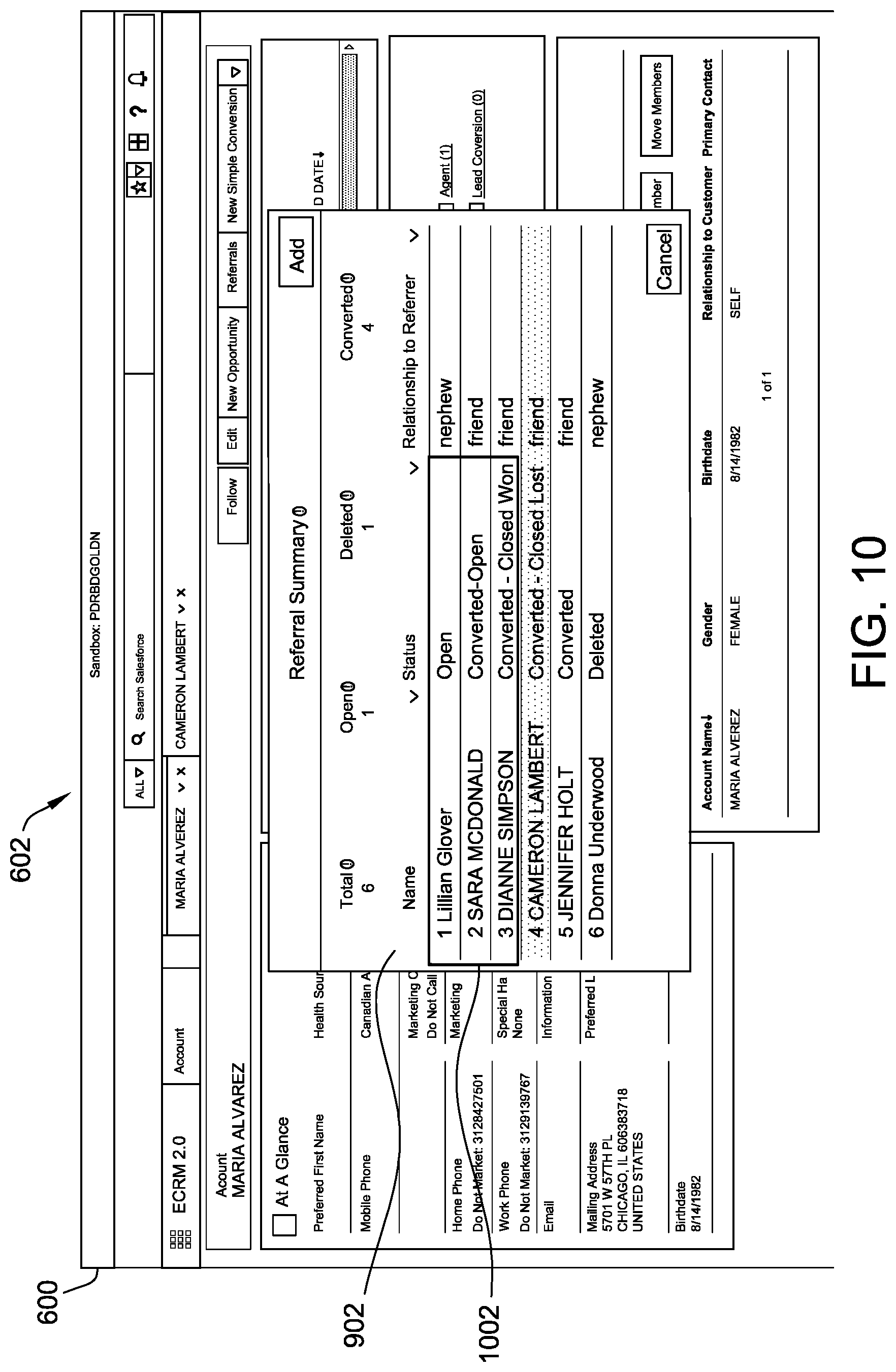 Patent US12105731 Figure 10 – User interface for real-time data synchronization within a database platform