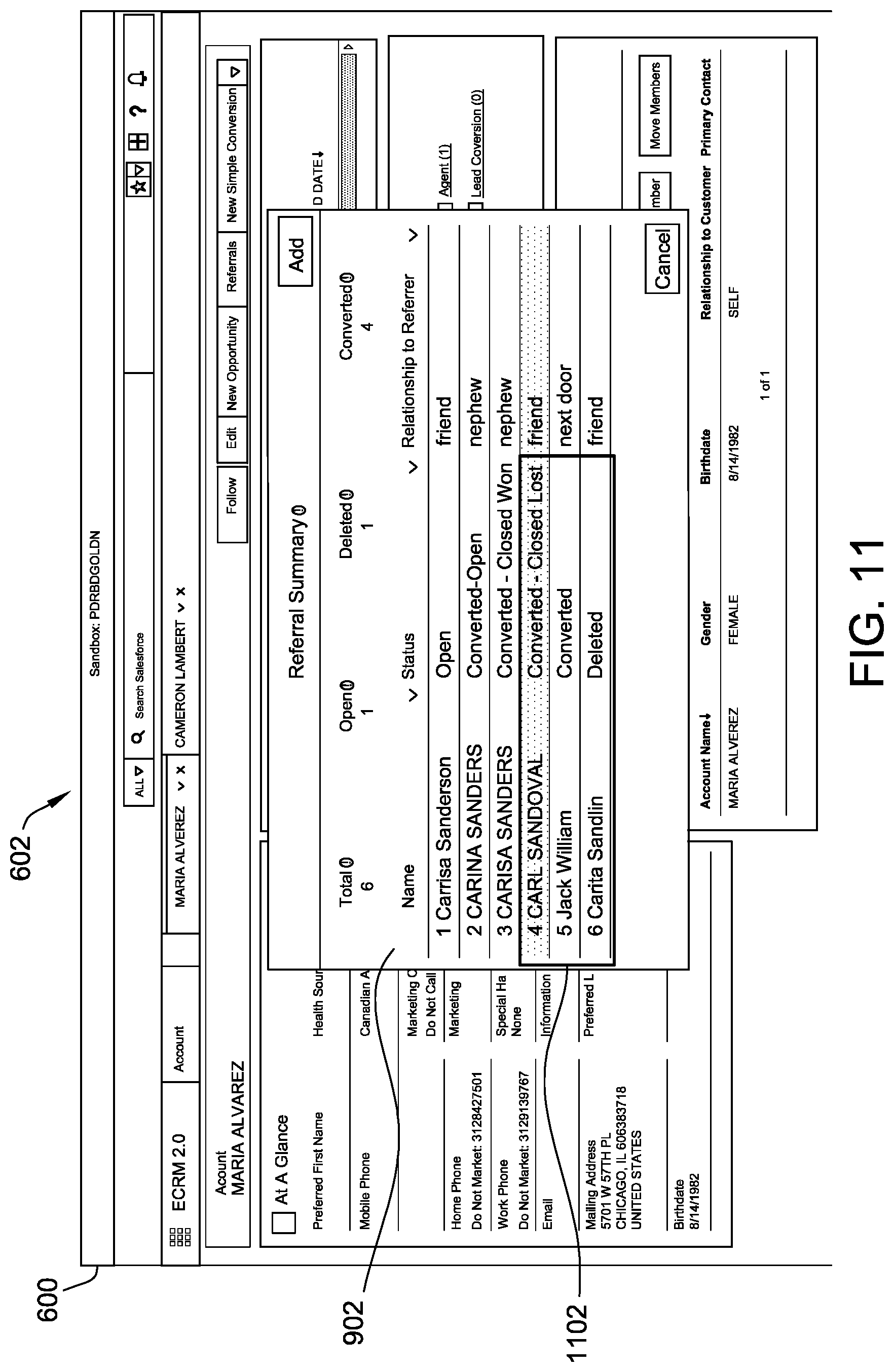 Patent US12105731 Figure 11 – User interface for real-time data synchronization within a database platform