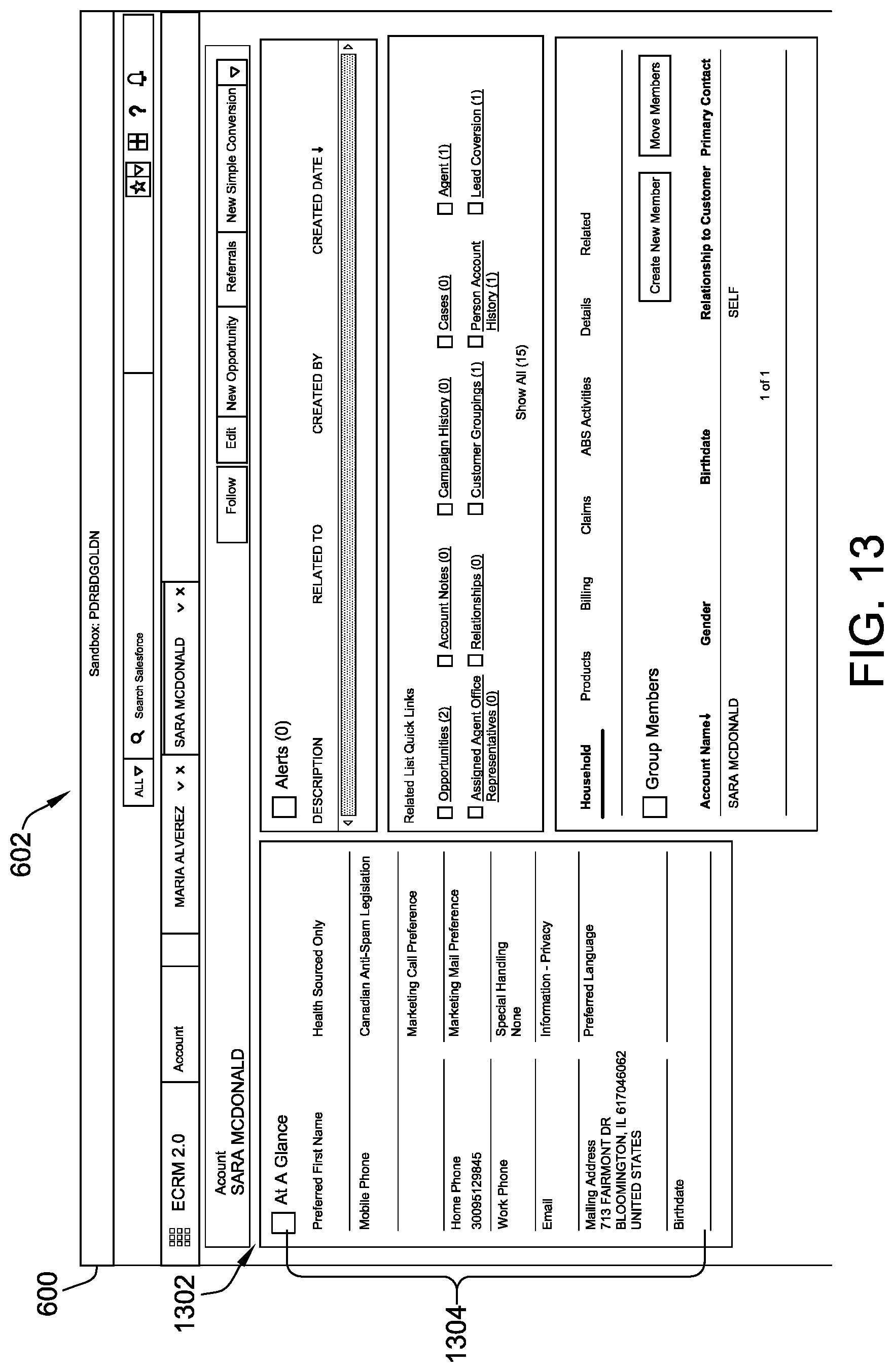 Patent US12105731 Figure 13 – User interface for real-time data synchronization within a database platform