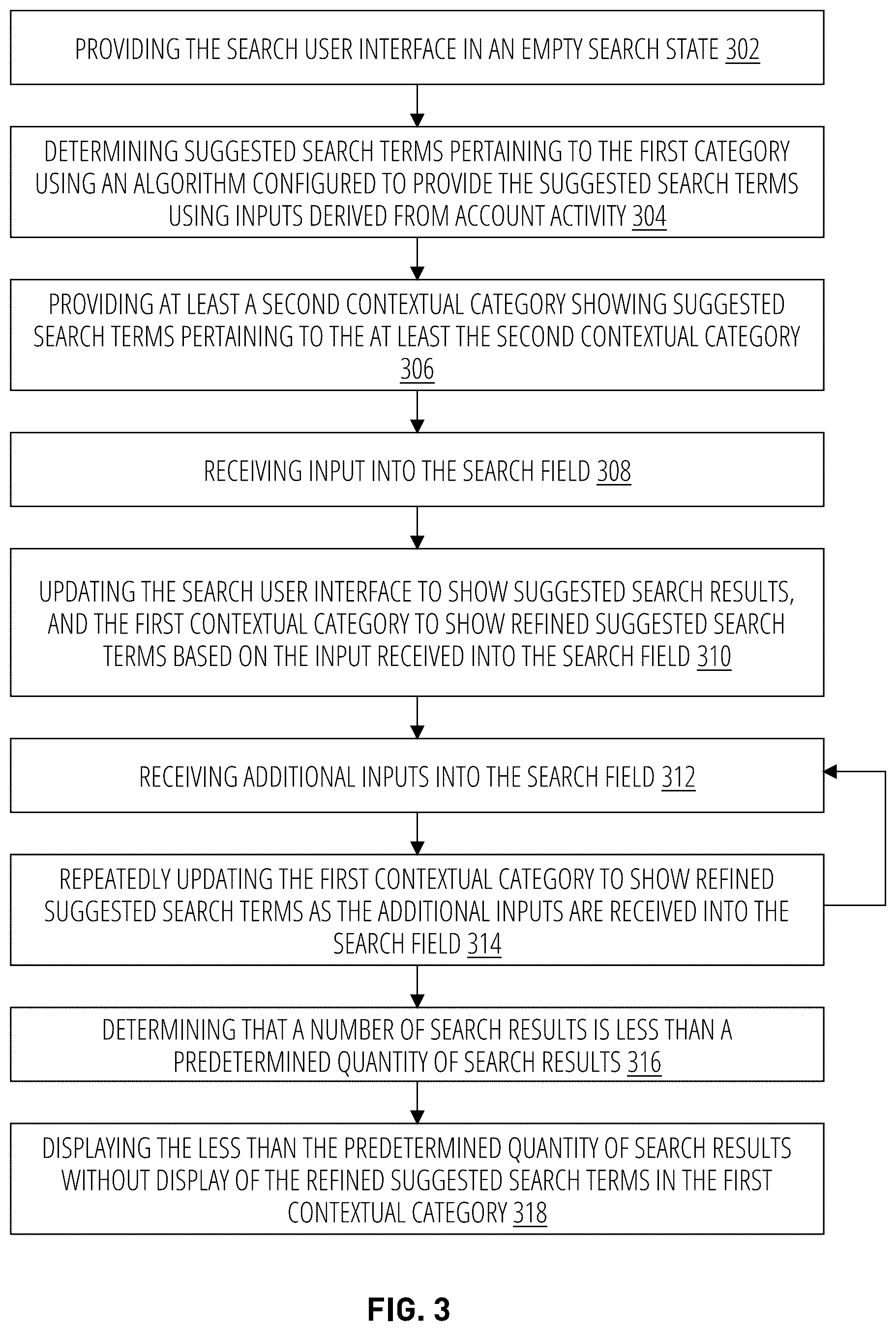 Patent US12105764 Figure 3 – Empty search state