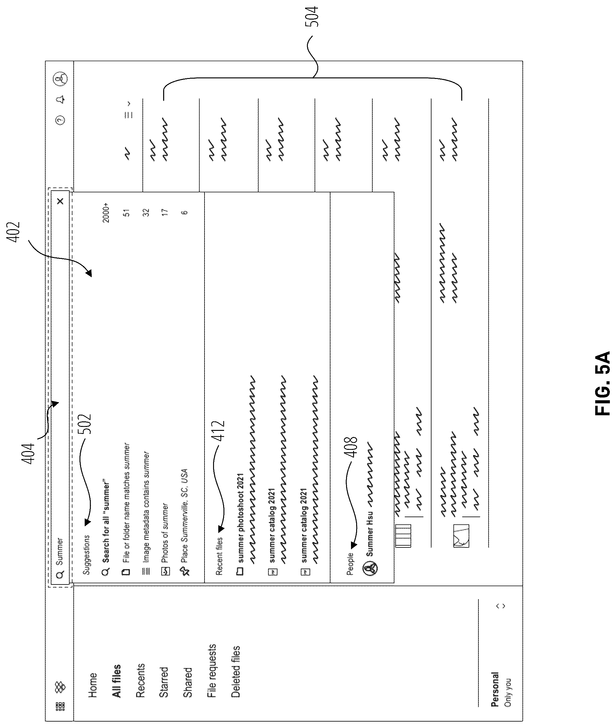 Patent US12105764 Figure 5 – Empty search state