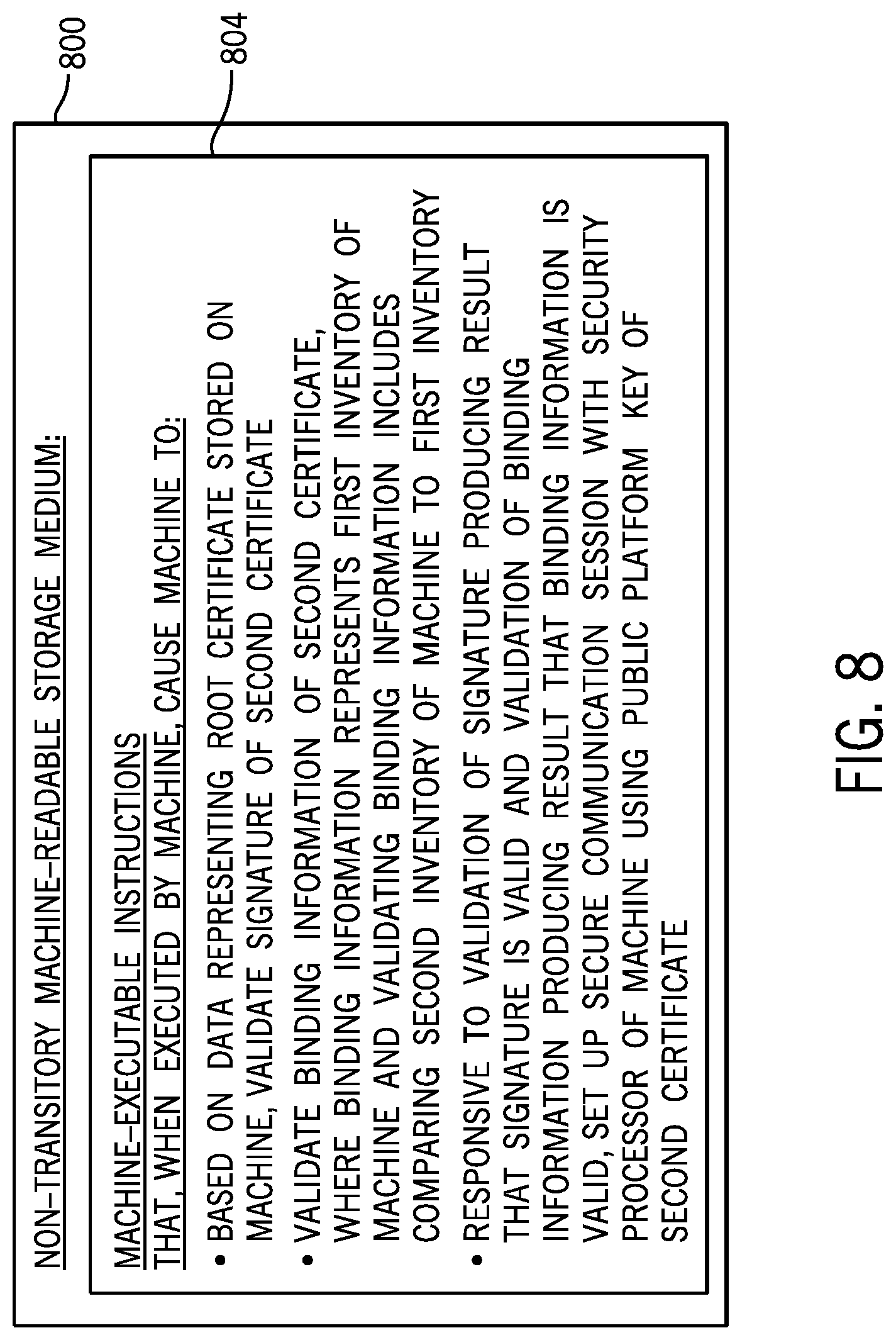 Patent US12105806 Figure 8 – Securing communications with security processors using platform keys