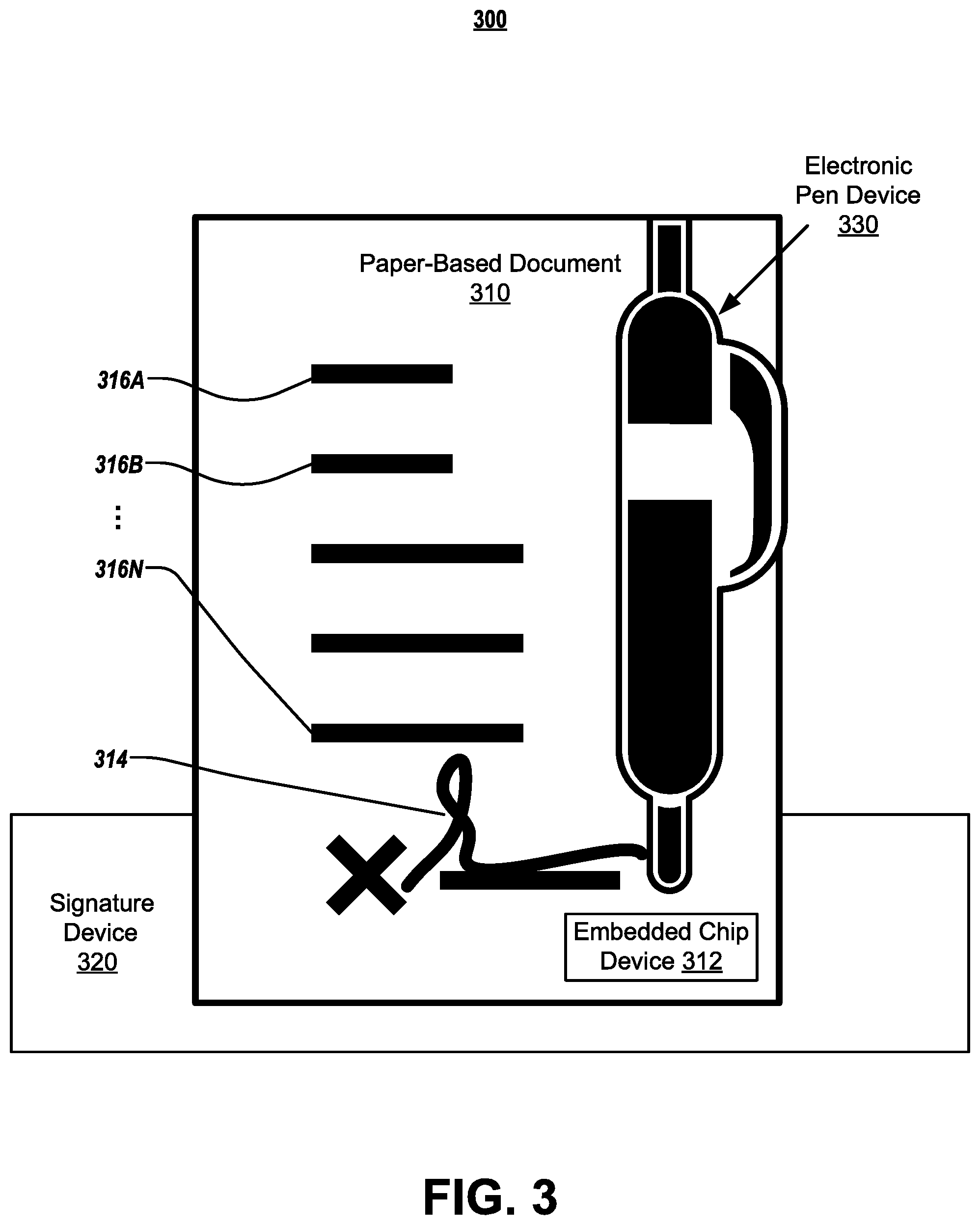 Patent US12105853 Figure 3 – Systems and methods for providing electronic infrastructure on paper documents