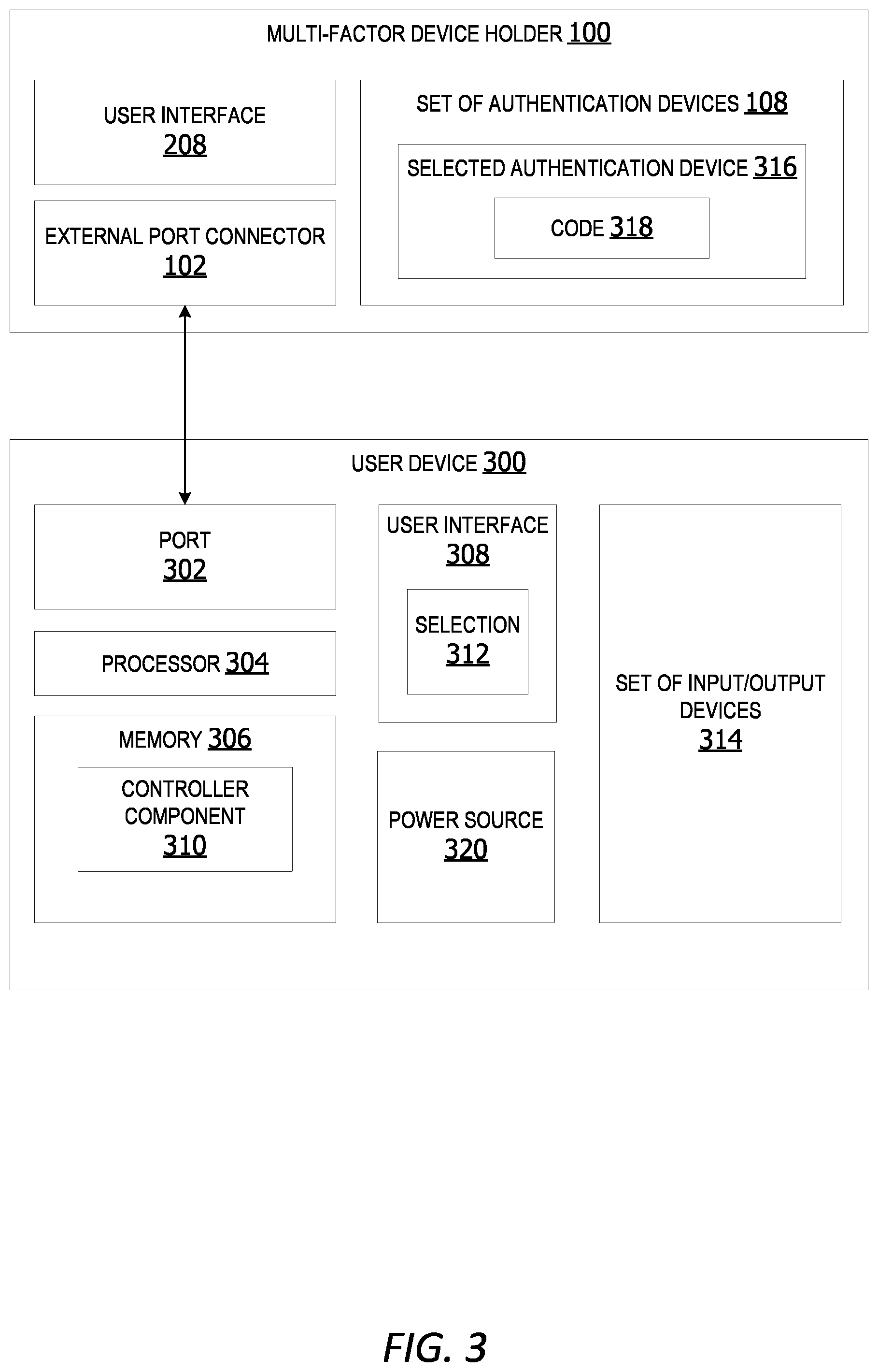 Patent US12105862 Figure 3 – Multi-factor device holder